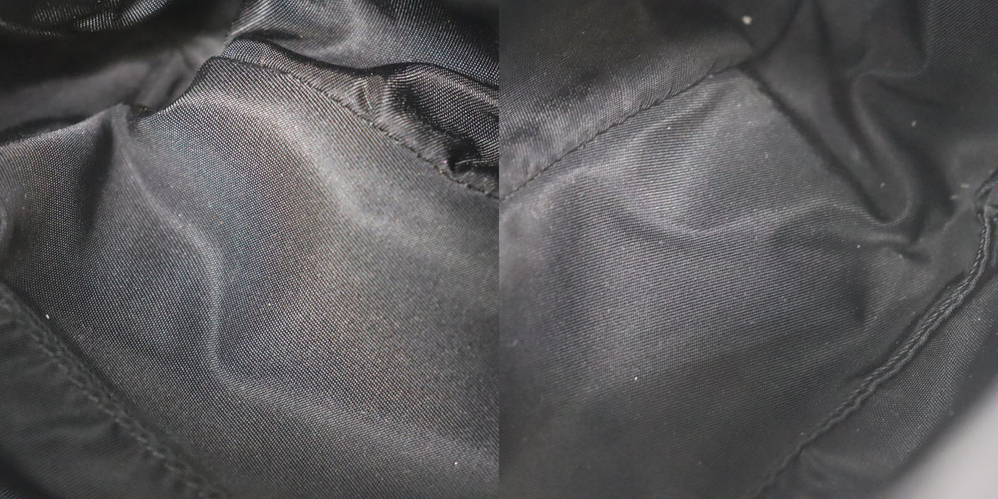 PRADA Hobo Logos Handbag Black Nylon Pouch #CS702