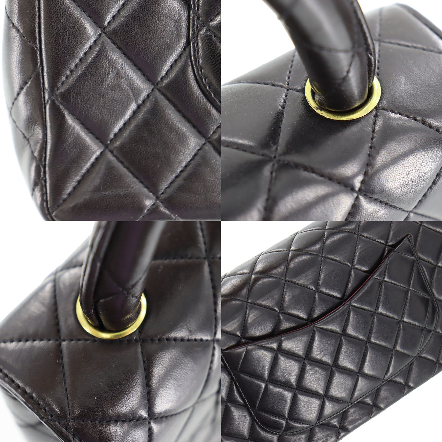 CHANEL HandBag Matelasse Pair Lambskin Leather Black #BU943