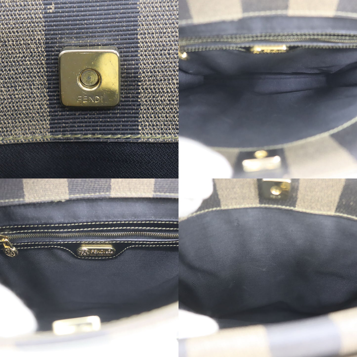 FENDI Pequin 2way Handbag Backpack Brown Black PVC #AH638