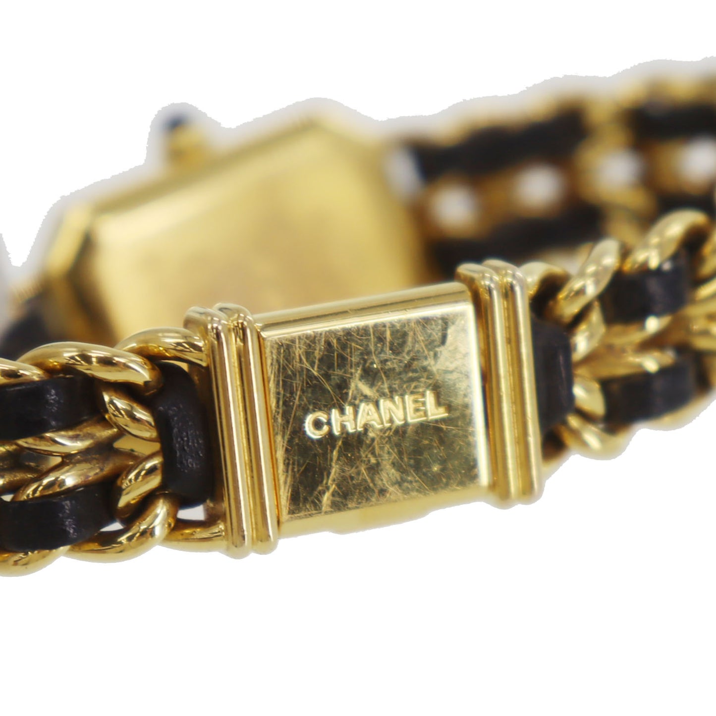 CHANEL Premiere Discontinued Wristwatches L Gold Black Quartz #CW937