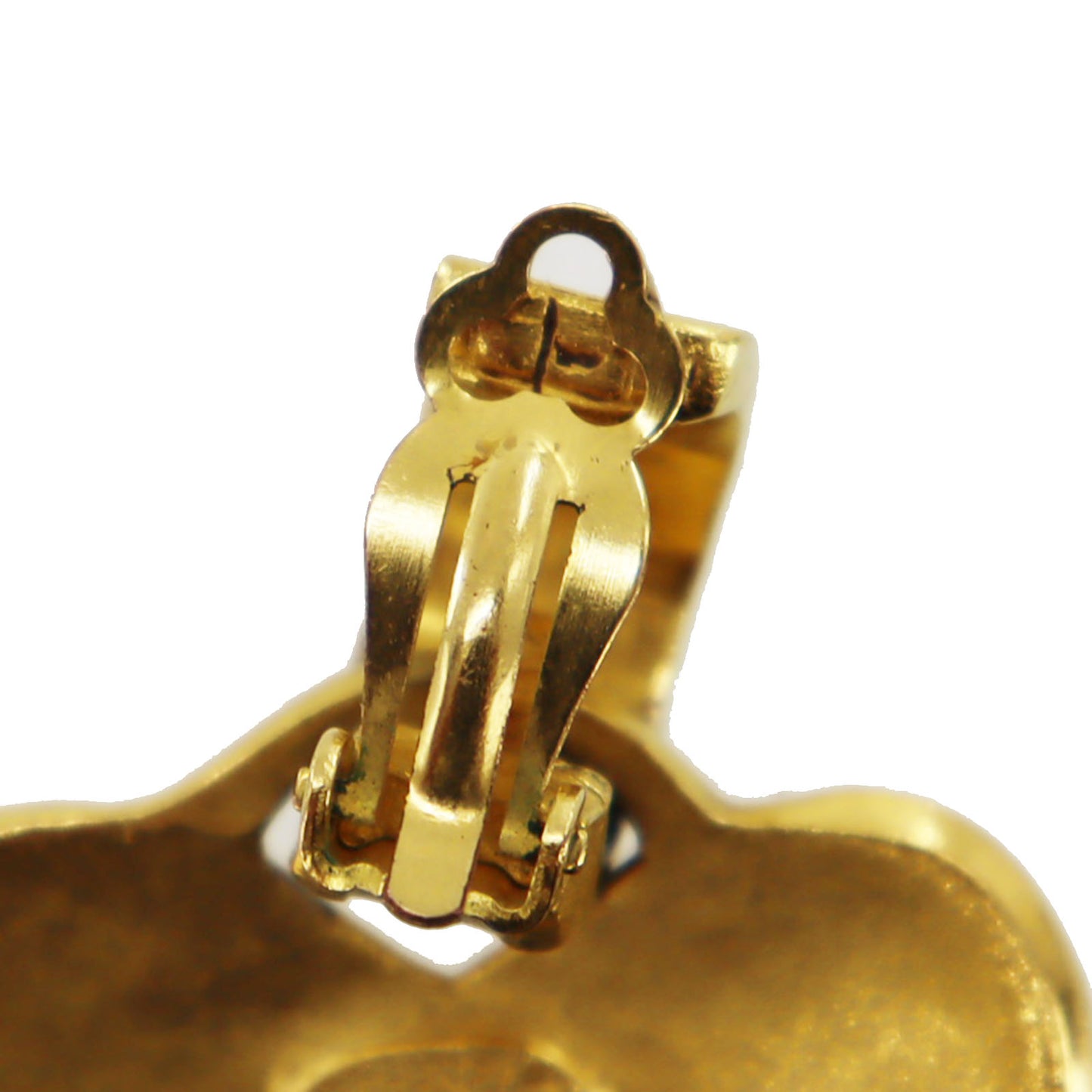 CHANEL CC Logos Heart Earrings 95P Gold Clip-On #AH146