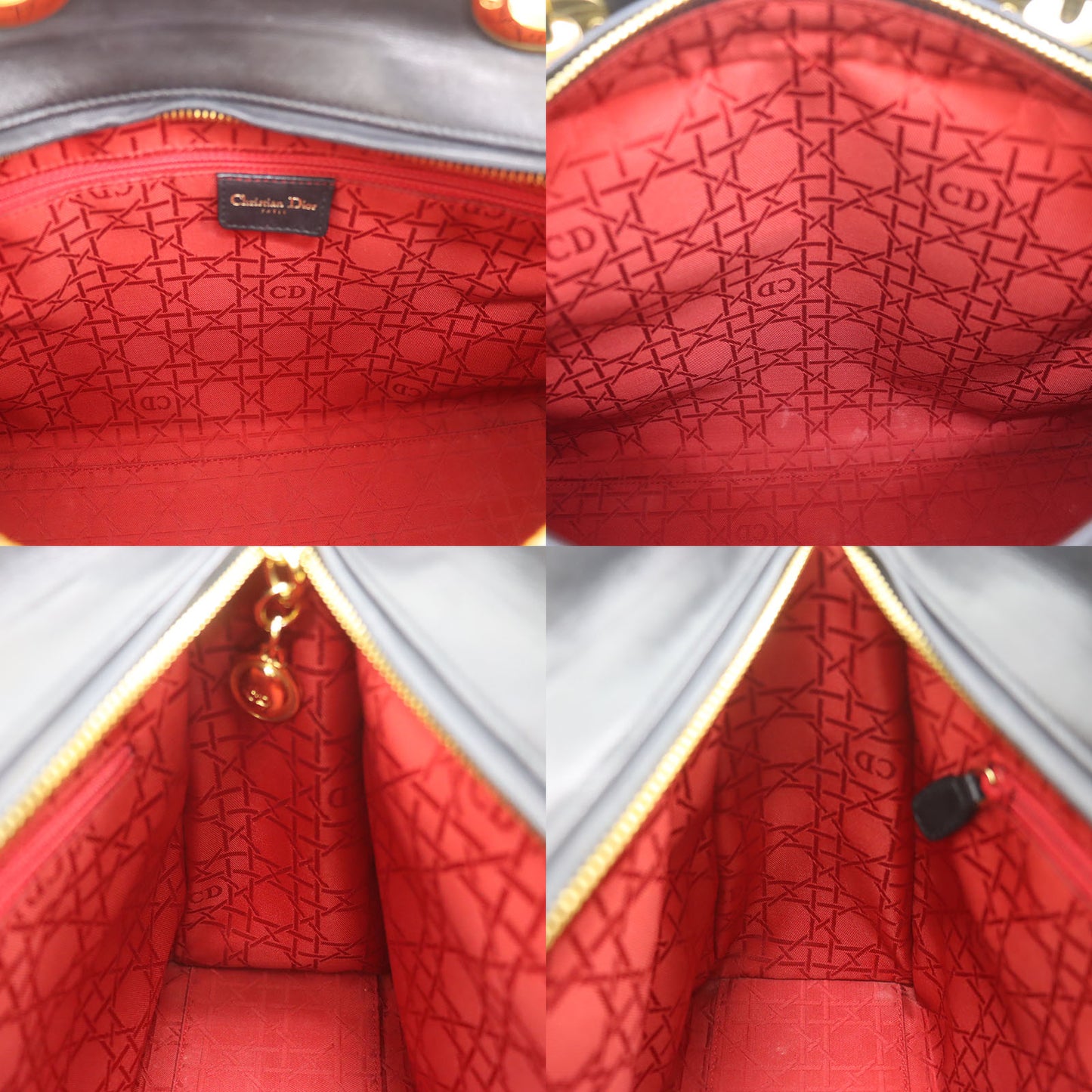 Christian Dior Lady Dior 2way Shoulder Handbag Black Leather #DA755