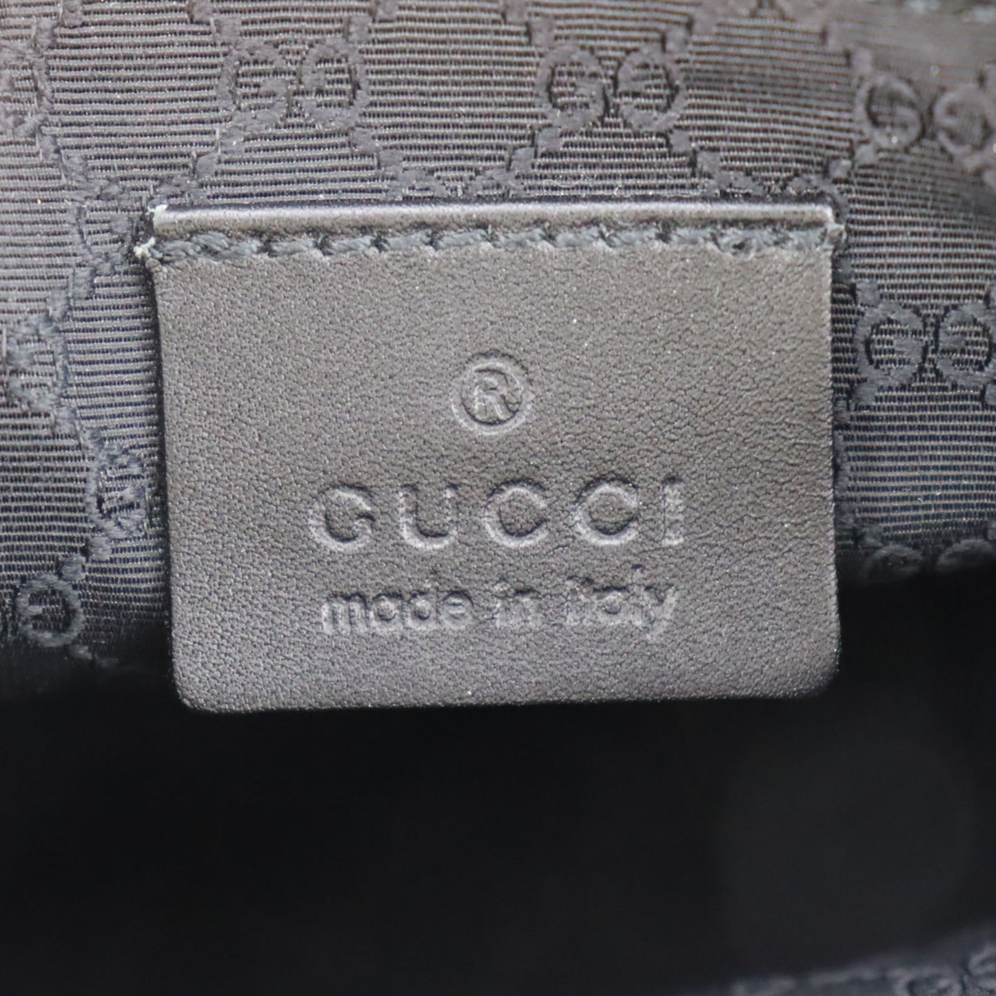 GUCCI Logos Web Stripe Small Handbag Black Canvas Leather #AH366