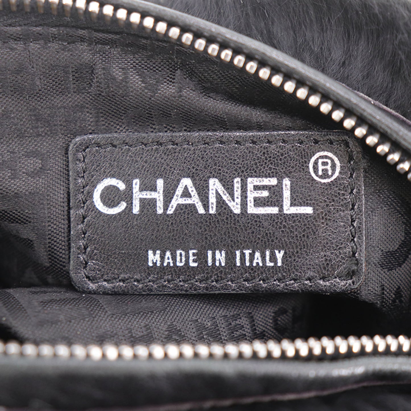 CHANEL Shoulder Handbag Black fur #EC471