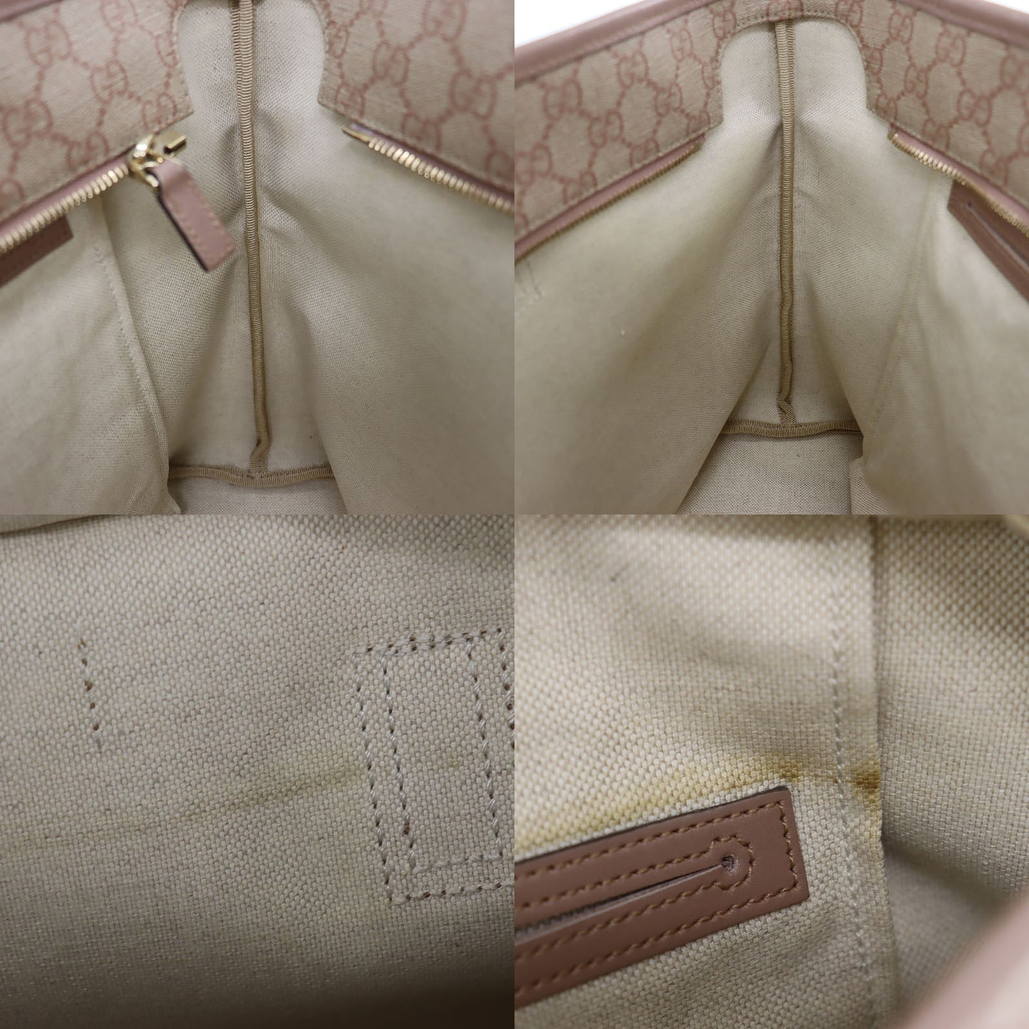 GUCCI GG Plus Tote Handbag Pink Beige PVC Leather #BZ754