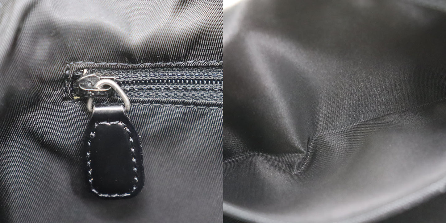 Christian Dior Maris Pearl Handbag Black Denim Canvas #CG970