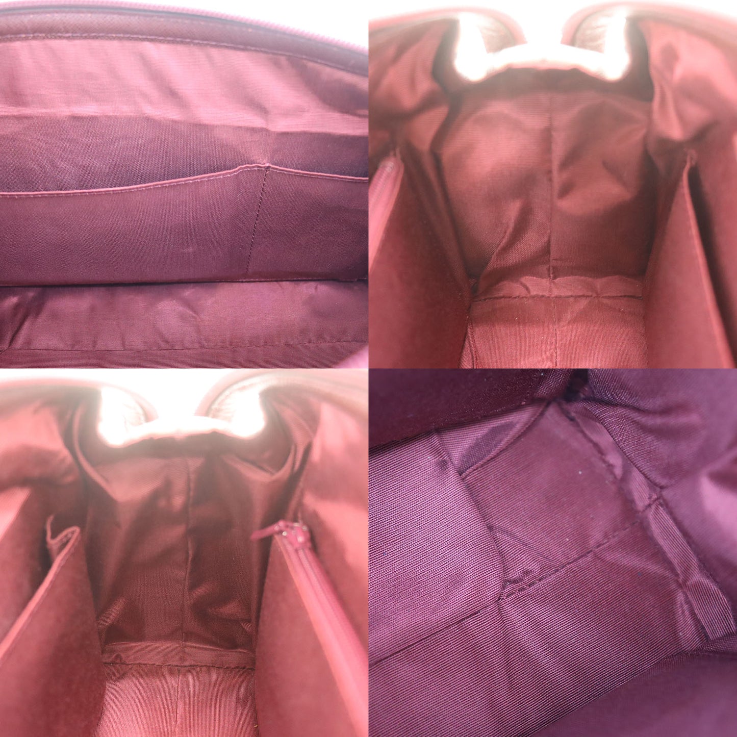 Burberry Nova Check Handbag Beige Bordeaux Canvas #ED518