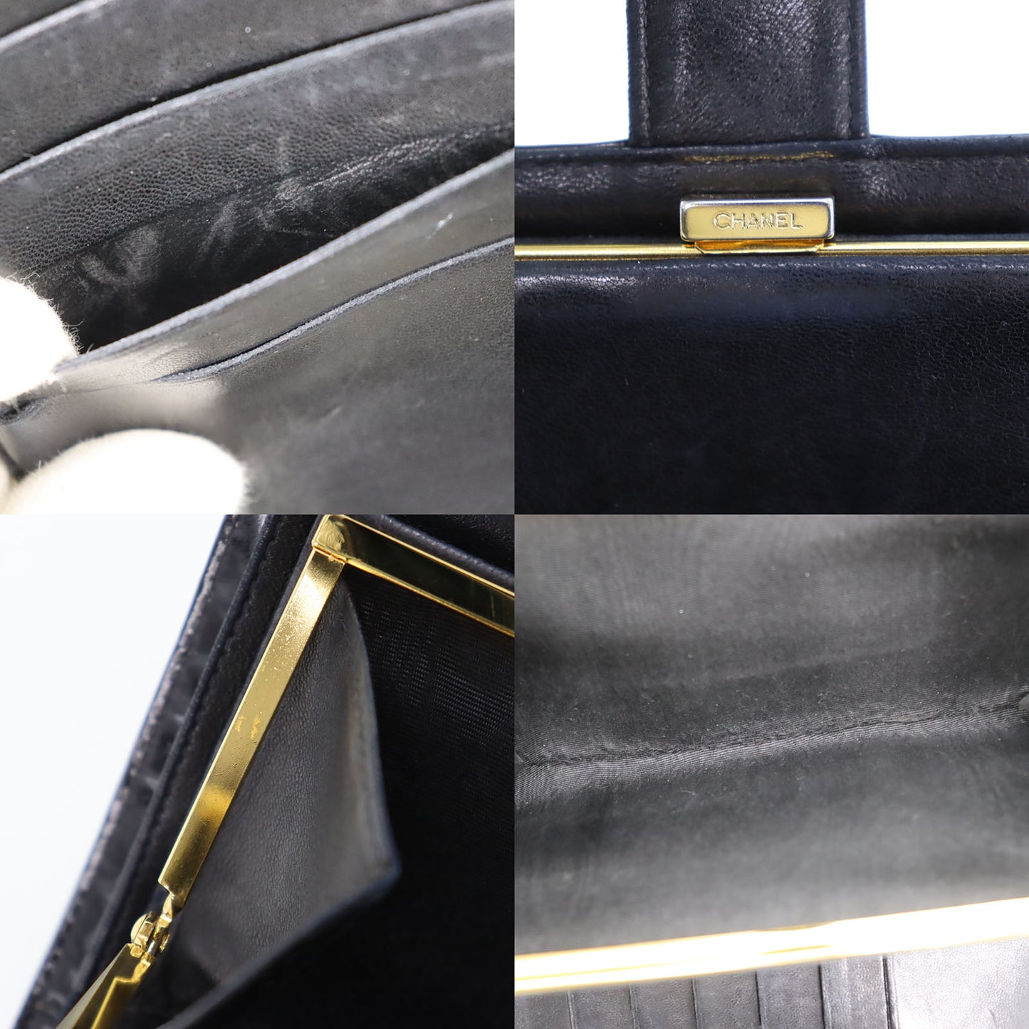 CHANEL CC Logos Long Wallet Black Leather #CJ147
