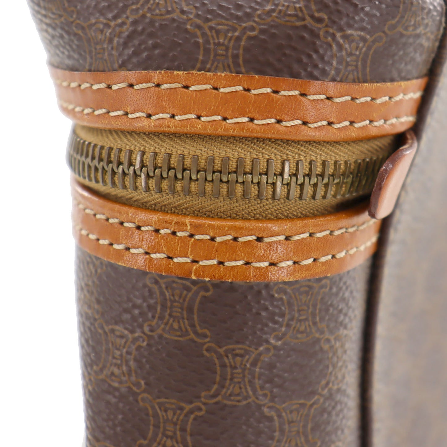 CELINE Macadam Pattern HandBag Brown PVC Leather #AH75