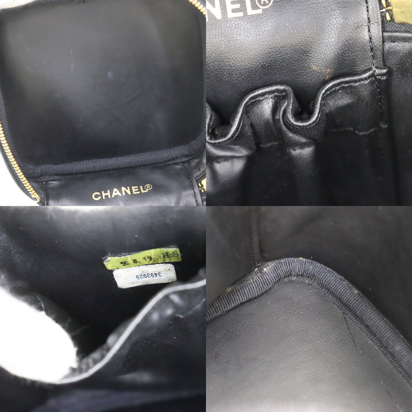 CHANEL CC Handbag Vanity Black Caviar Skin Leather #CP939