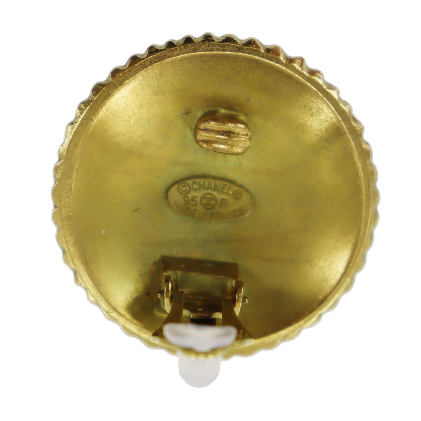 CHANEL COCO Earrings Gold Clip-On Circle 95P #AG998