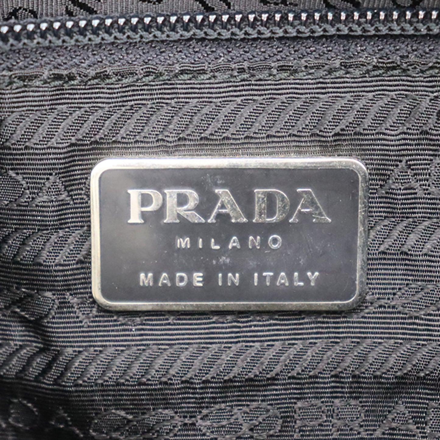 PRADA Logos Shoulder Tote Bag Black Nylon #ED418