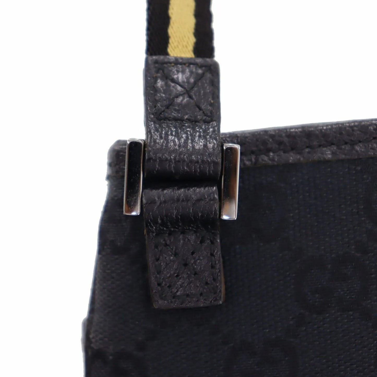 GUCCI Original GG Canvas Web Strip Shoulder Bag Black #AH324