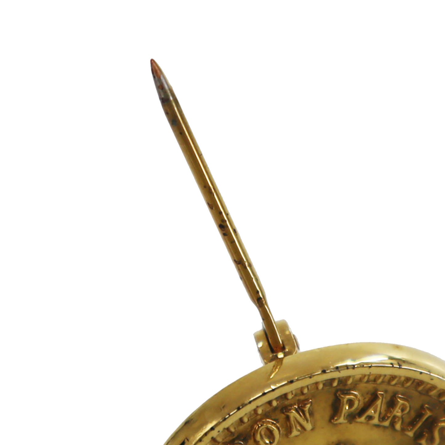 CHANEL CC Logo Used Matelasse Swing Pin Brooch Gold Plated 26 Vintage #BX144 S