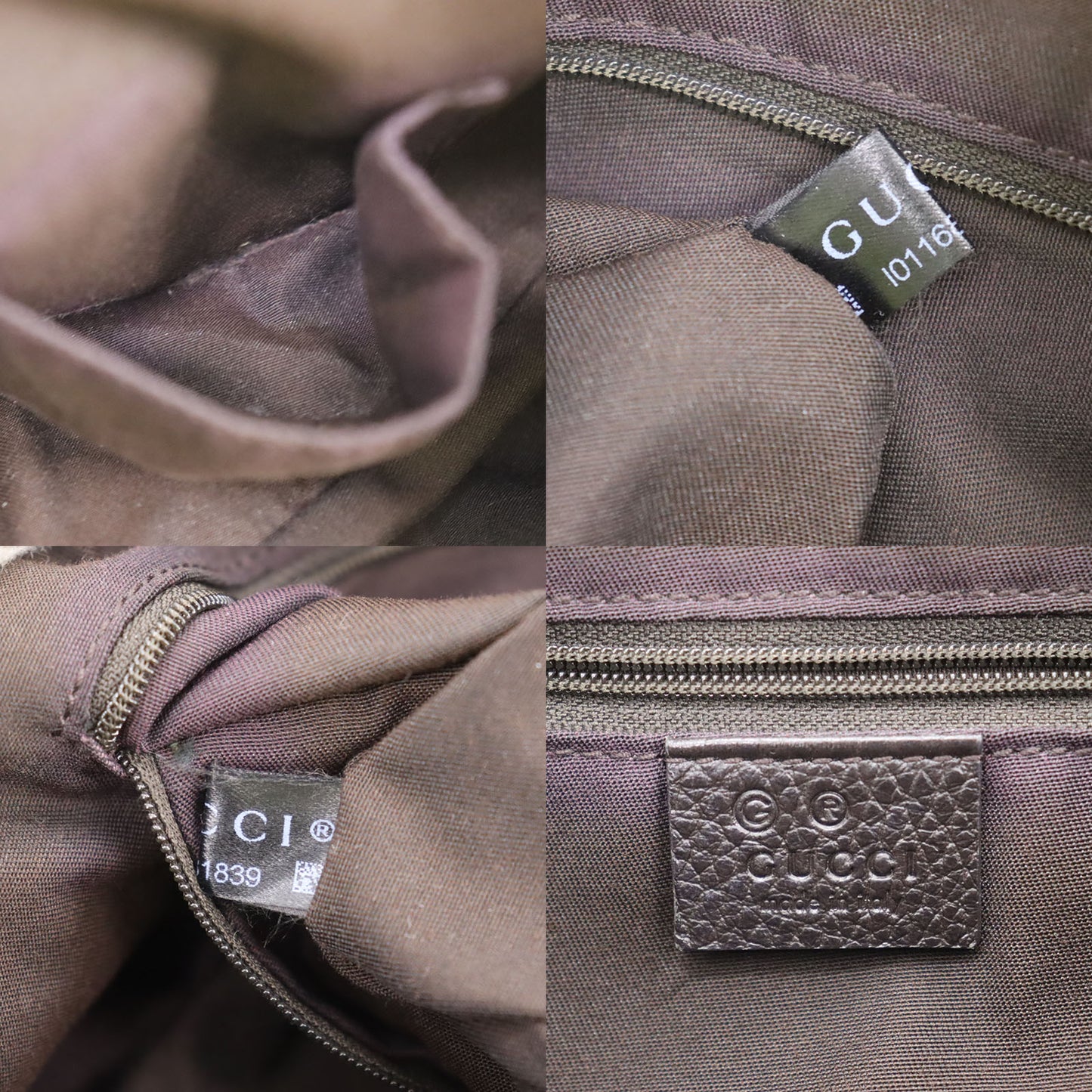 GUCCI Original GG Canvas Handbag Tote Dark Brown #AH621