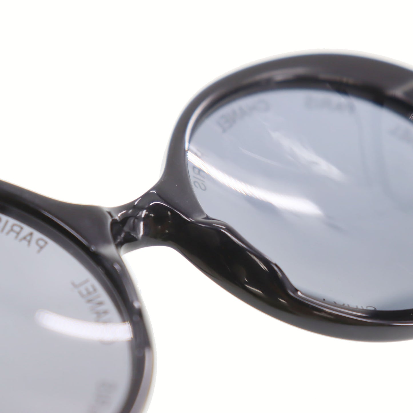 CHANEL CC Logos Sunglasses Black Round Eye Wear #CP867