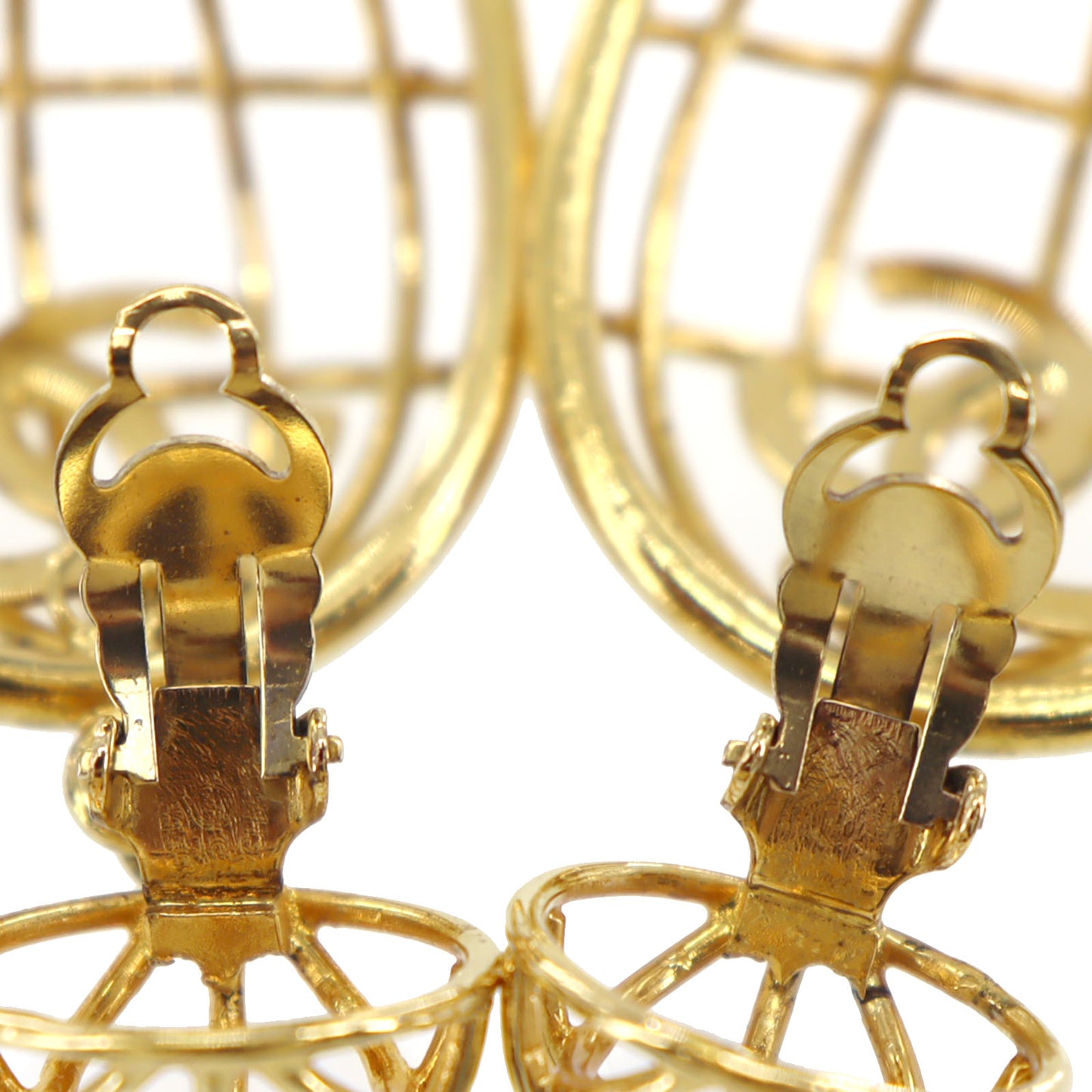 CHANEL CC Logo Earrings Gold Clip-On 93 A #BU537