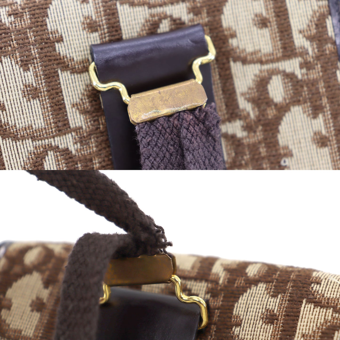 Christian Dior Trotter Shoulder Bag Brown Canvas Leather #AH117