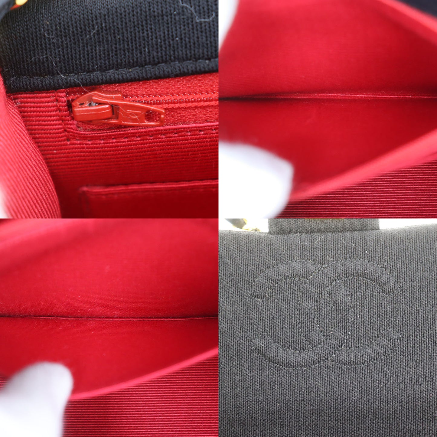 CHANEL Matelasse Crossbody Shoulder Bag Black Cotton #AF580