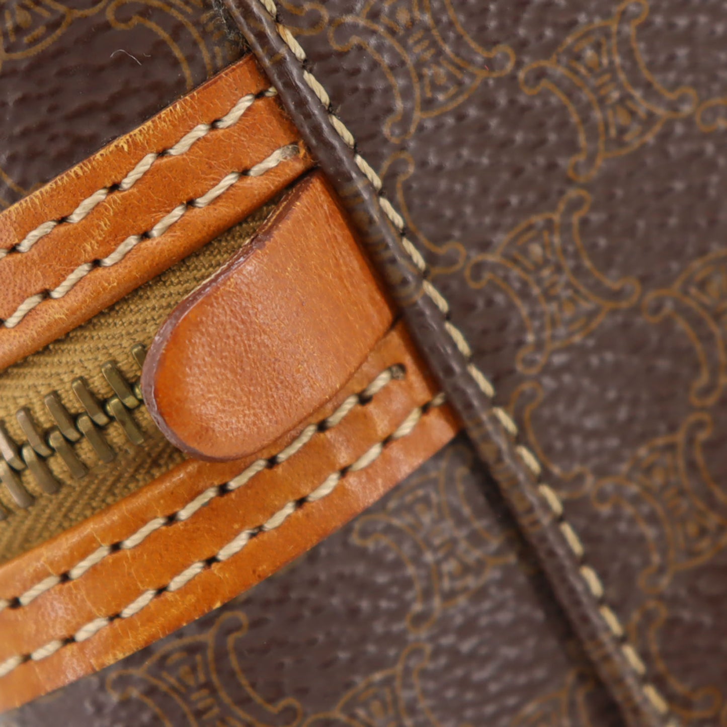 CELINE Macadam Pattern HandBag Brown PVC Leather #AH75