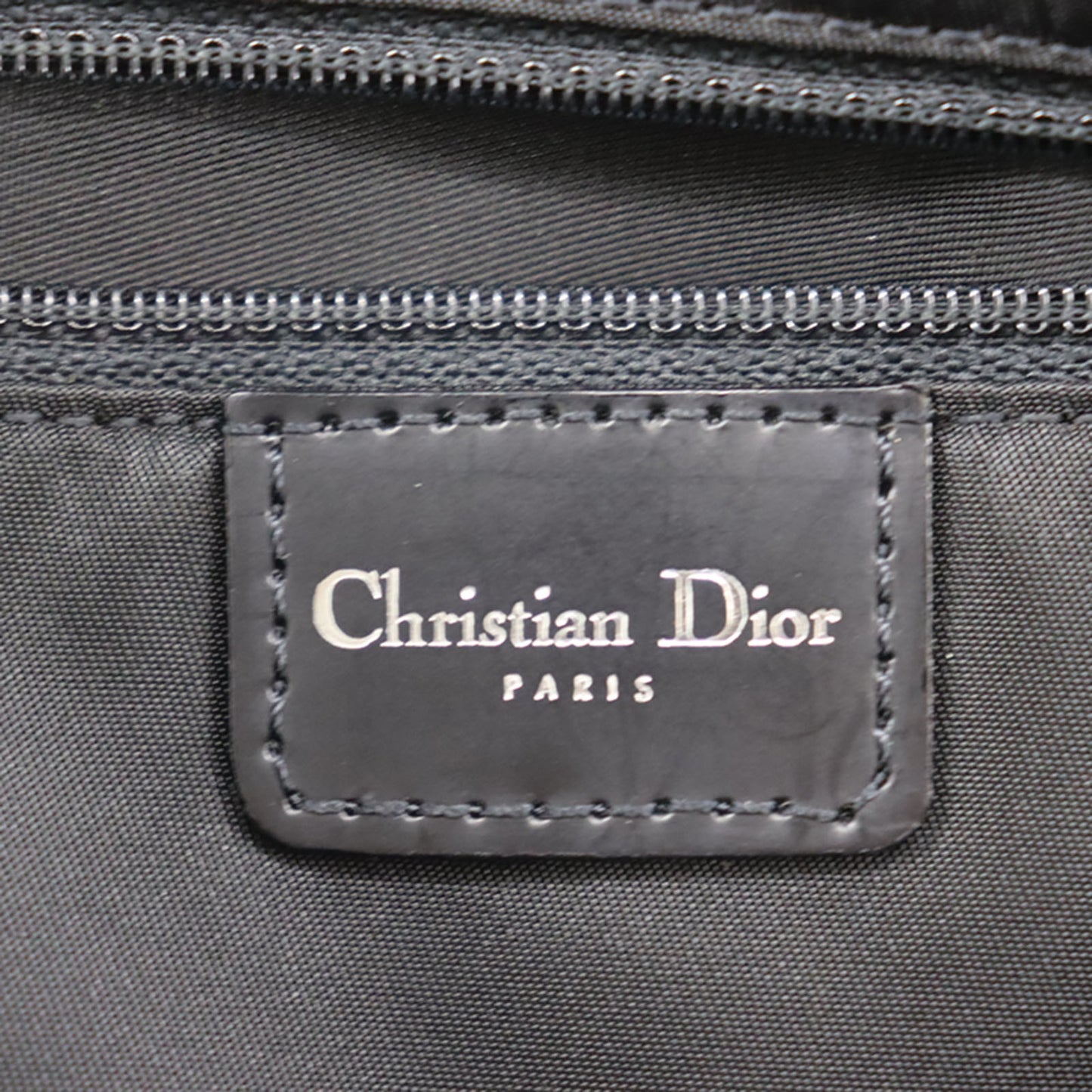 Christian Dior Maris Pearl Handbag Black Denim Canvas #CG970