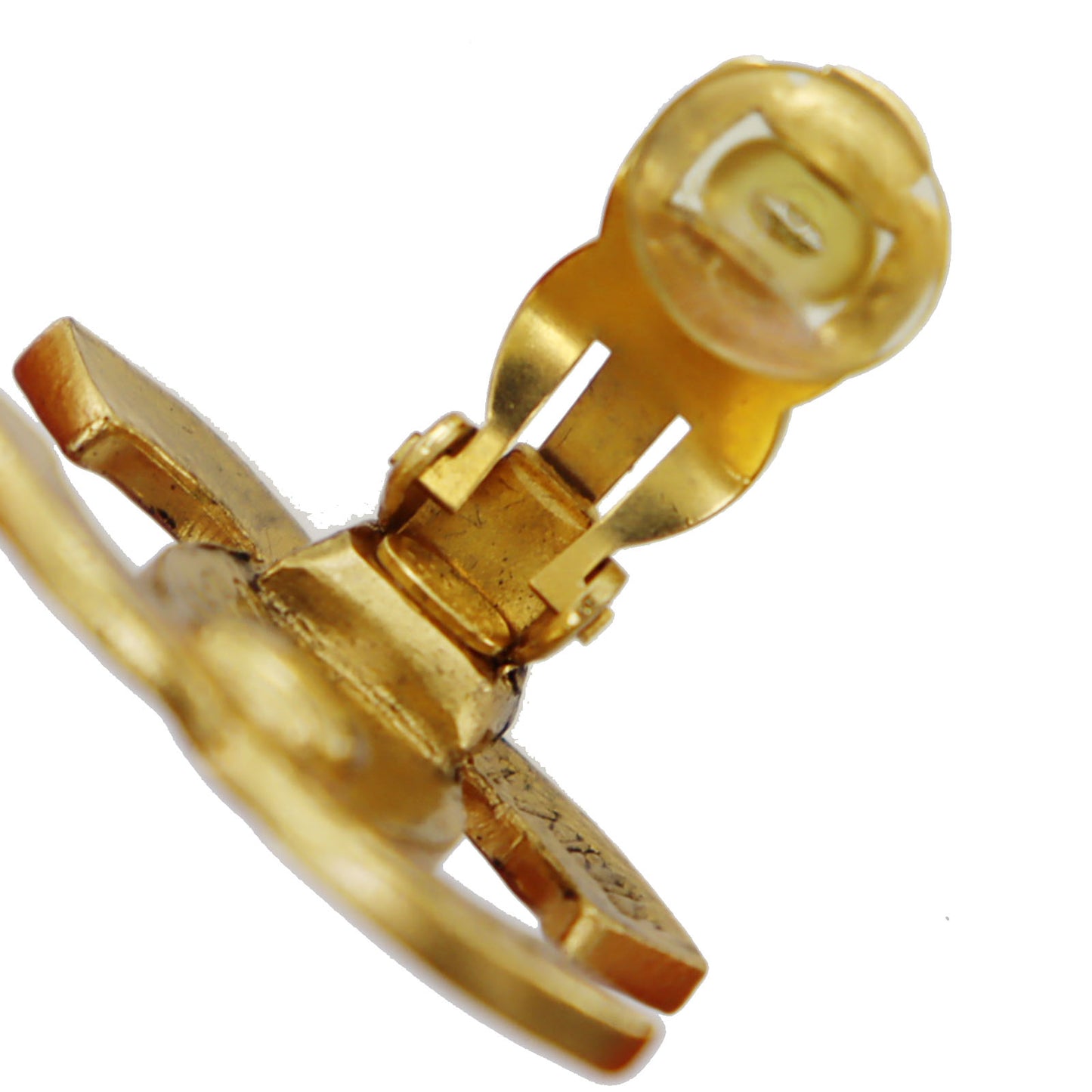 CHANEL CC Logos Earrings Gold Clip-On 99A #CA589