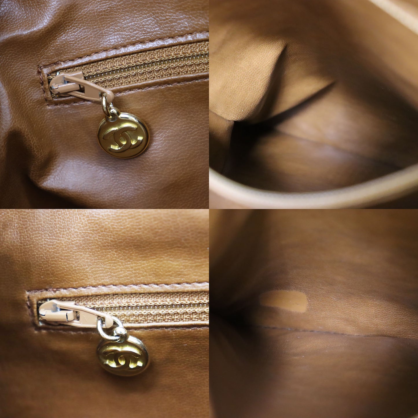 CHANEL CC Logos Brown Backpack Caviar Skin Leather #BE9