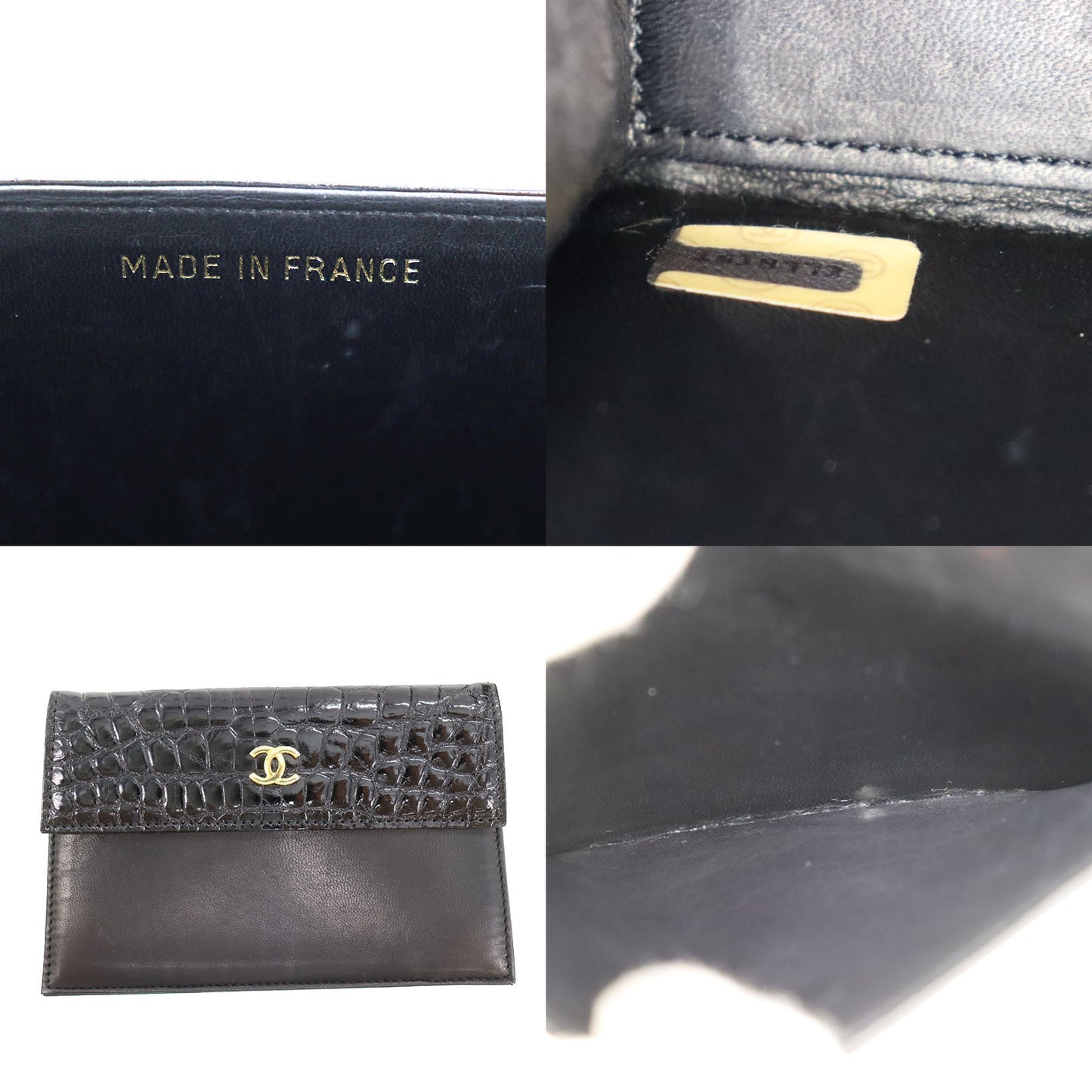 CHANEL Shoulder Bag Embossed leather Black #BL492