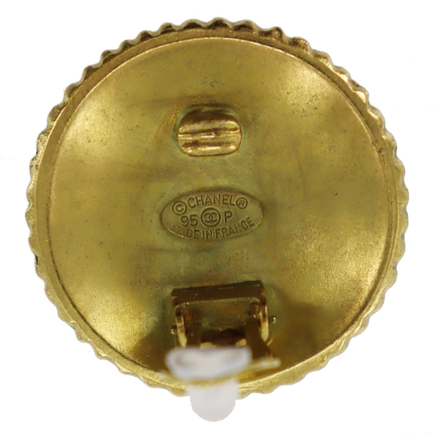 CHANEL COCO Earrings Gold Clip-On Circle 95P #AG998