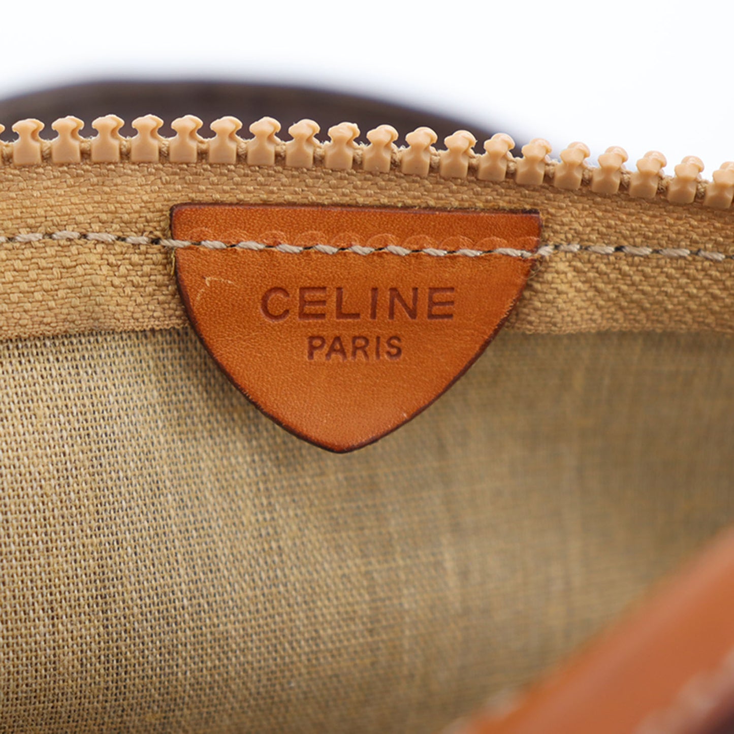 CELINE Macadam Pattern Travel Handbag Brown PVC Leather #CN98