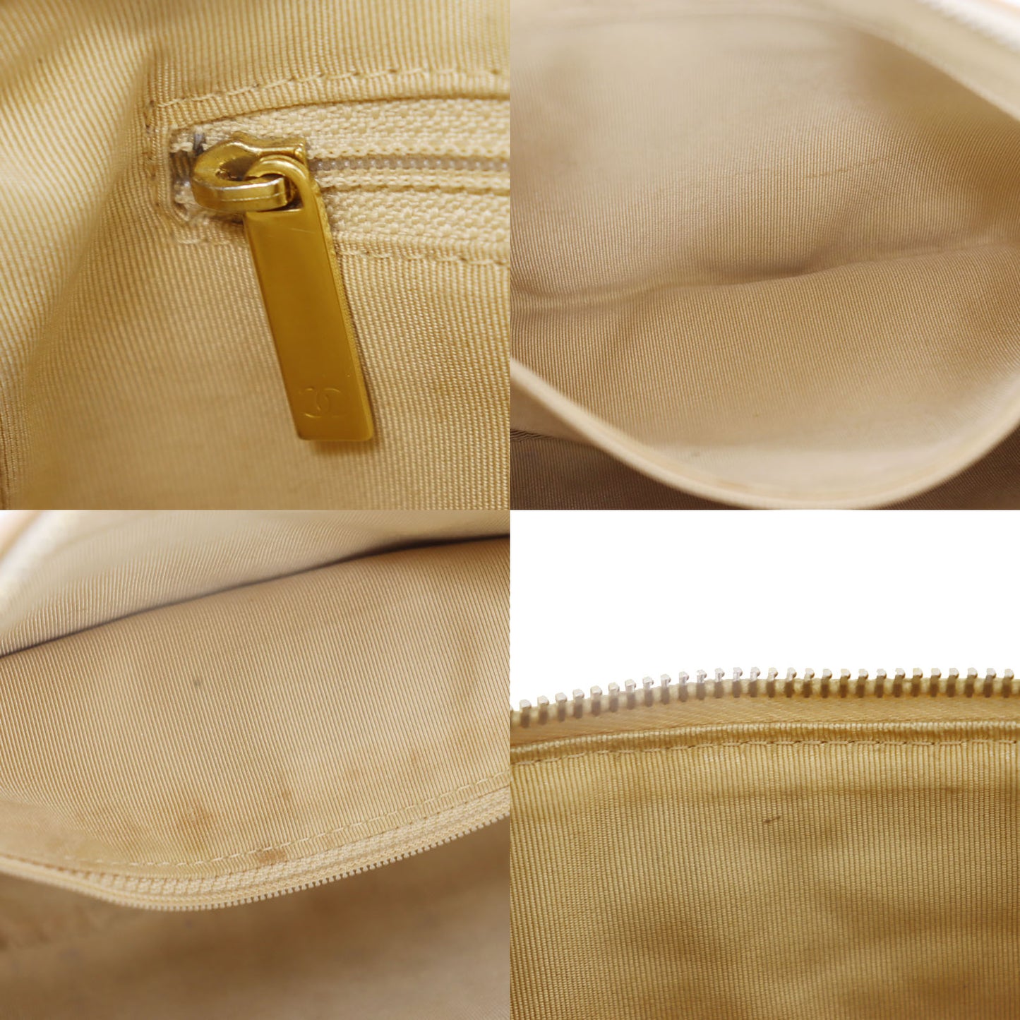CHANEL CC Logo Shoulder Bag Beige Leather #CS561