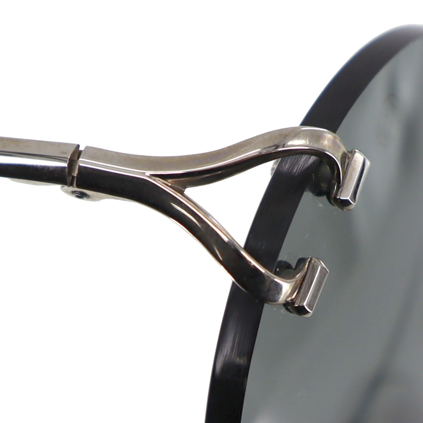 Cartier Rimless Sunglasses Silver Black Eye Wear 135 #AH553
