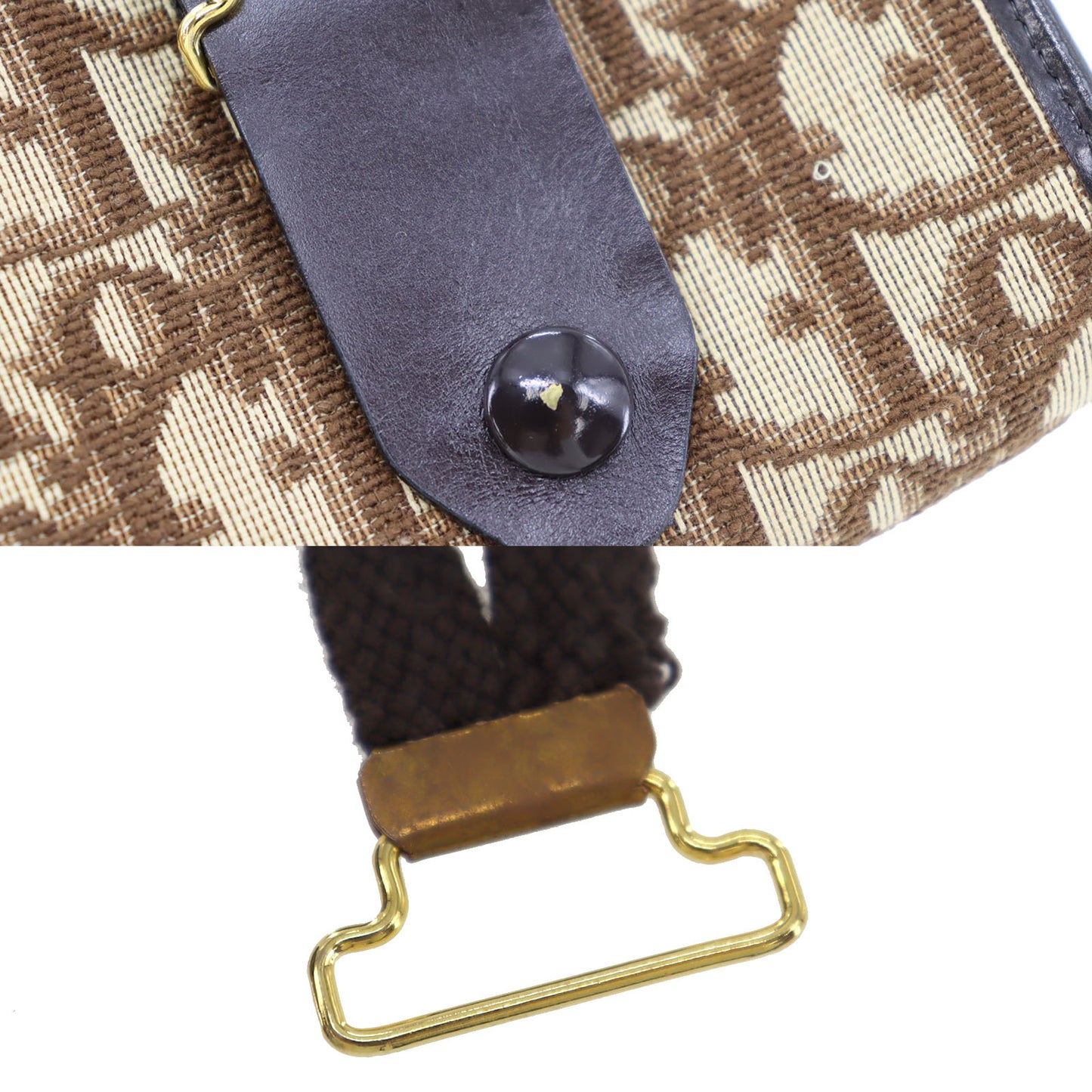 Christian Dior Trotter Shoulder Bag Brown Canvas Leather #AH117