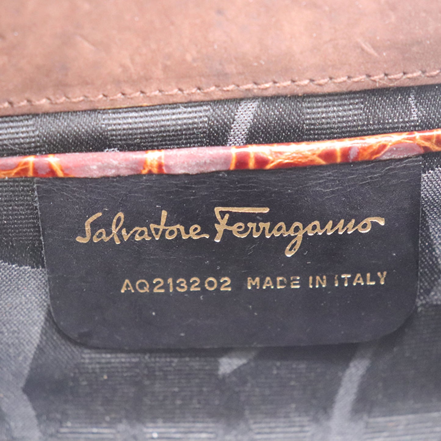 Salvatore Ferragamo Vara Mini Shoulder Bag Brown Embossed Leather #AH47