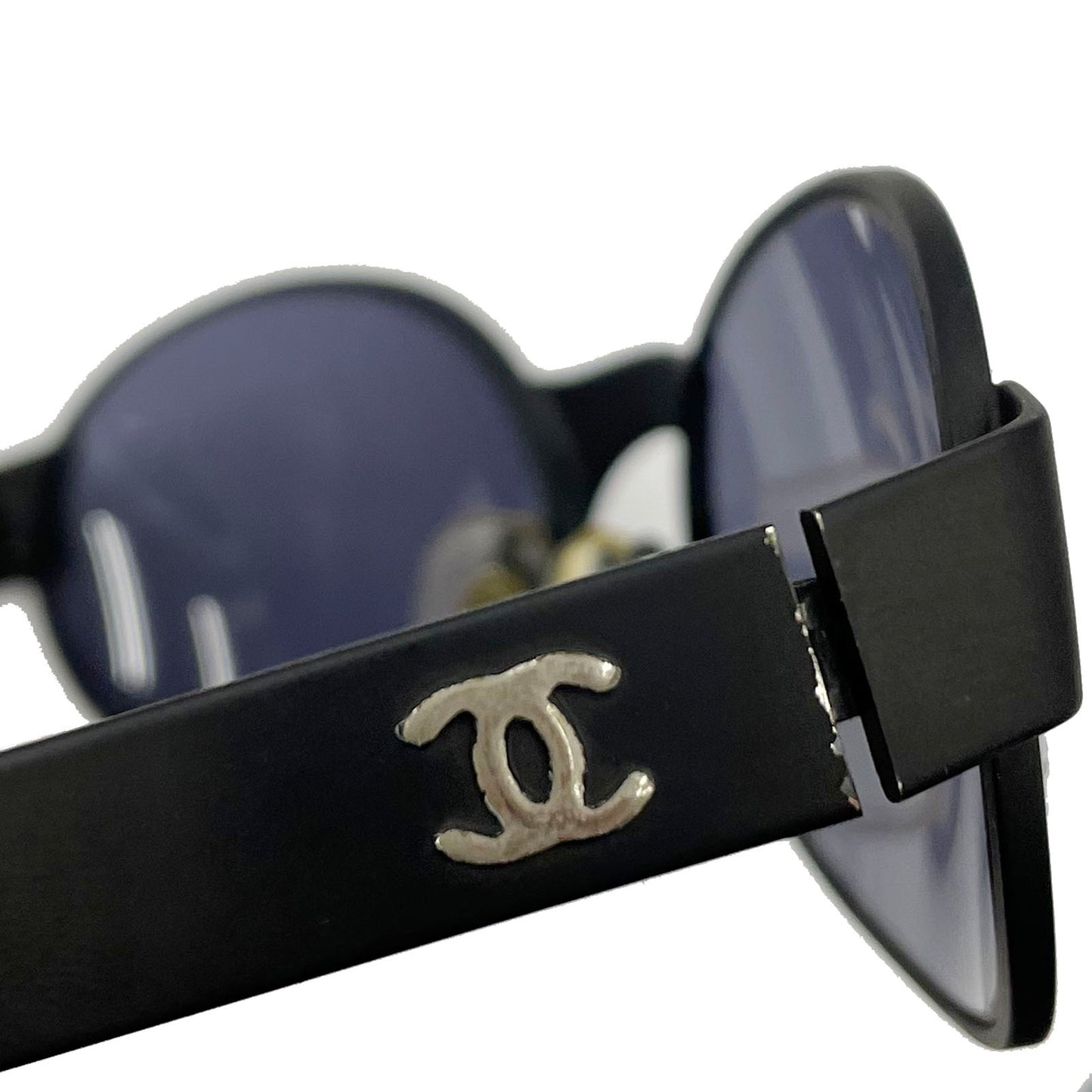 CHANEL Logos Sunglasses Mat Black Eye Wear #CP927