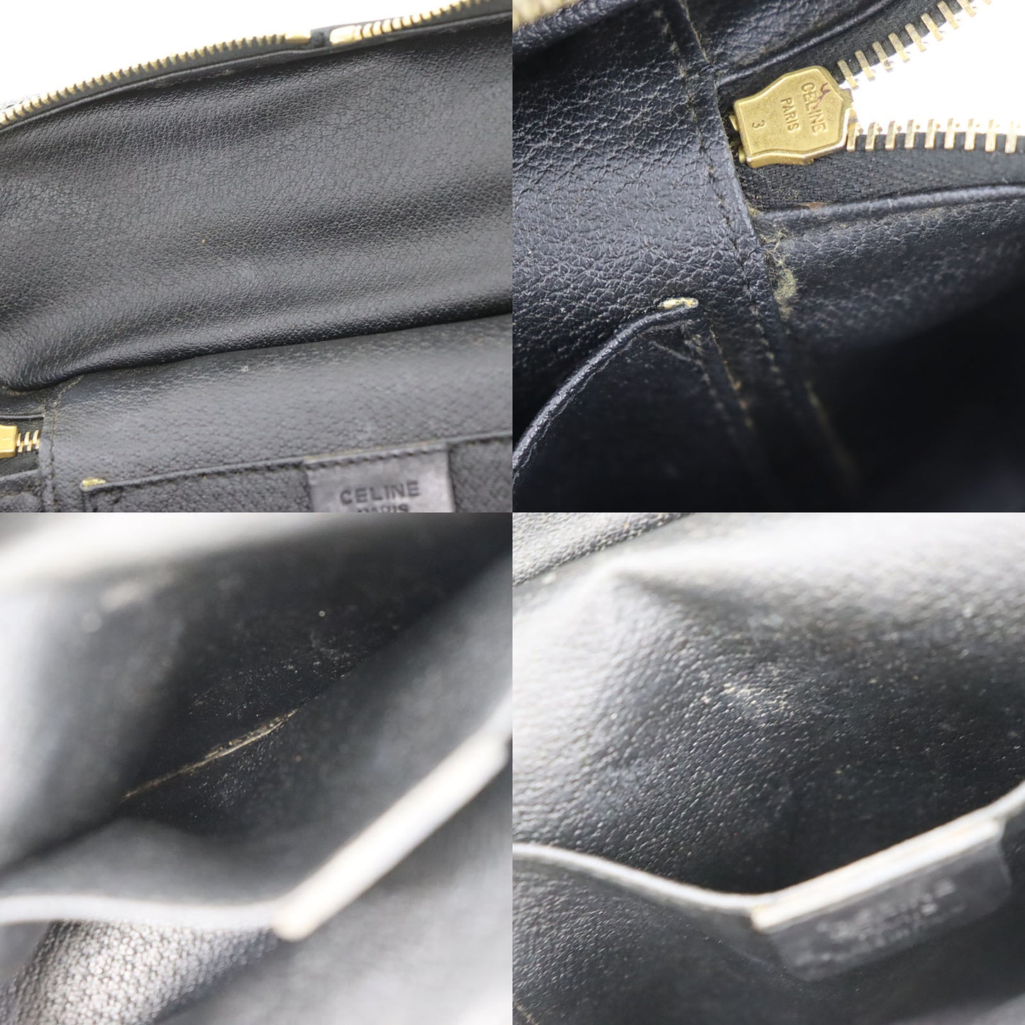 CELINE Macadam Pattern Shoulder Bag Black PVC Leather #CR353