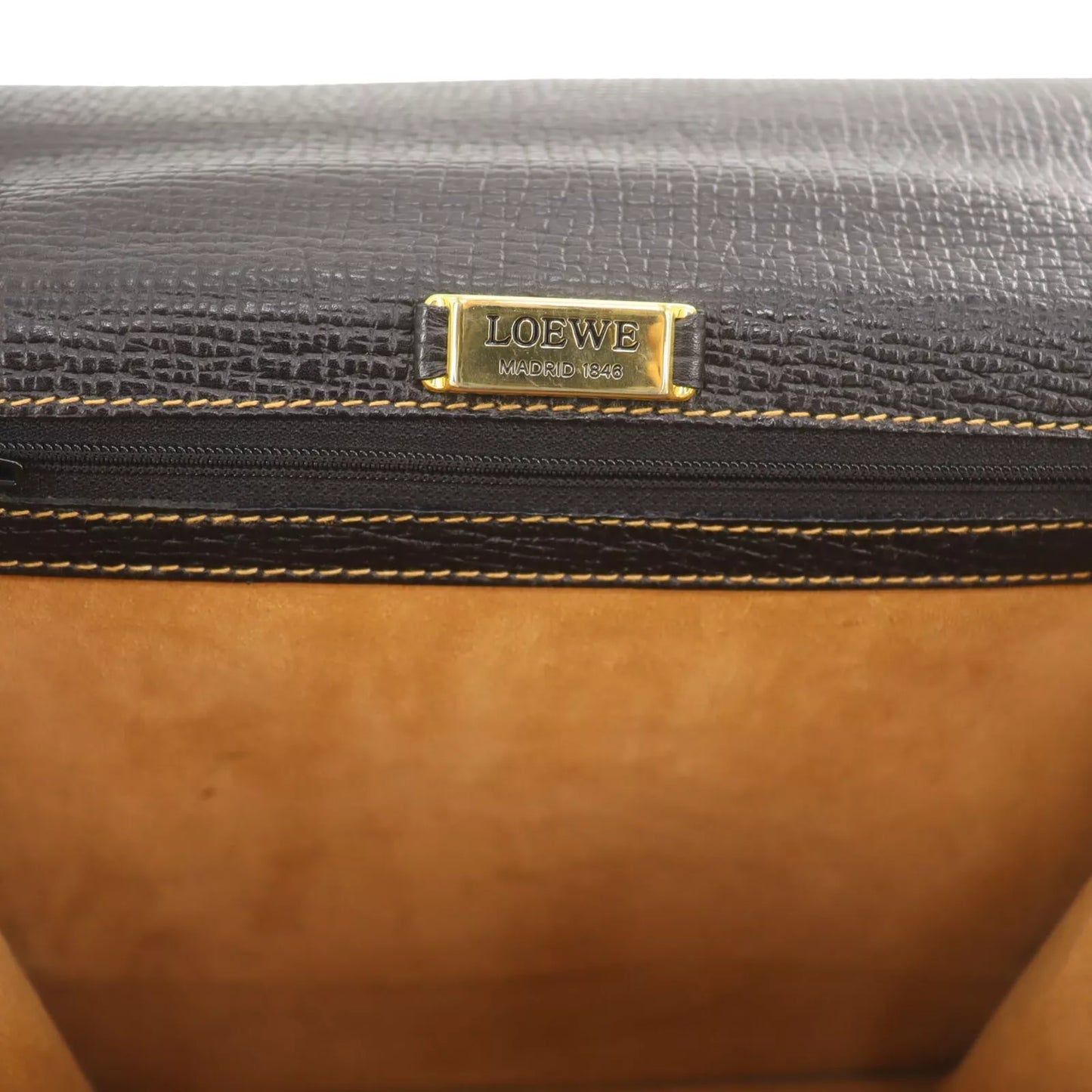 LOEWE Barcelona 2 Way Shoulder Handbag Black Leather #AH469