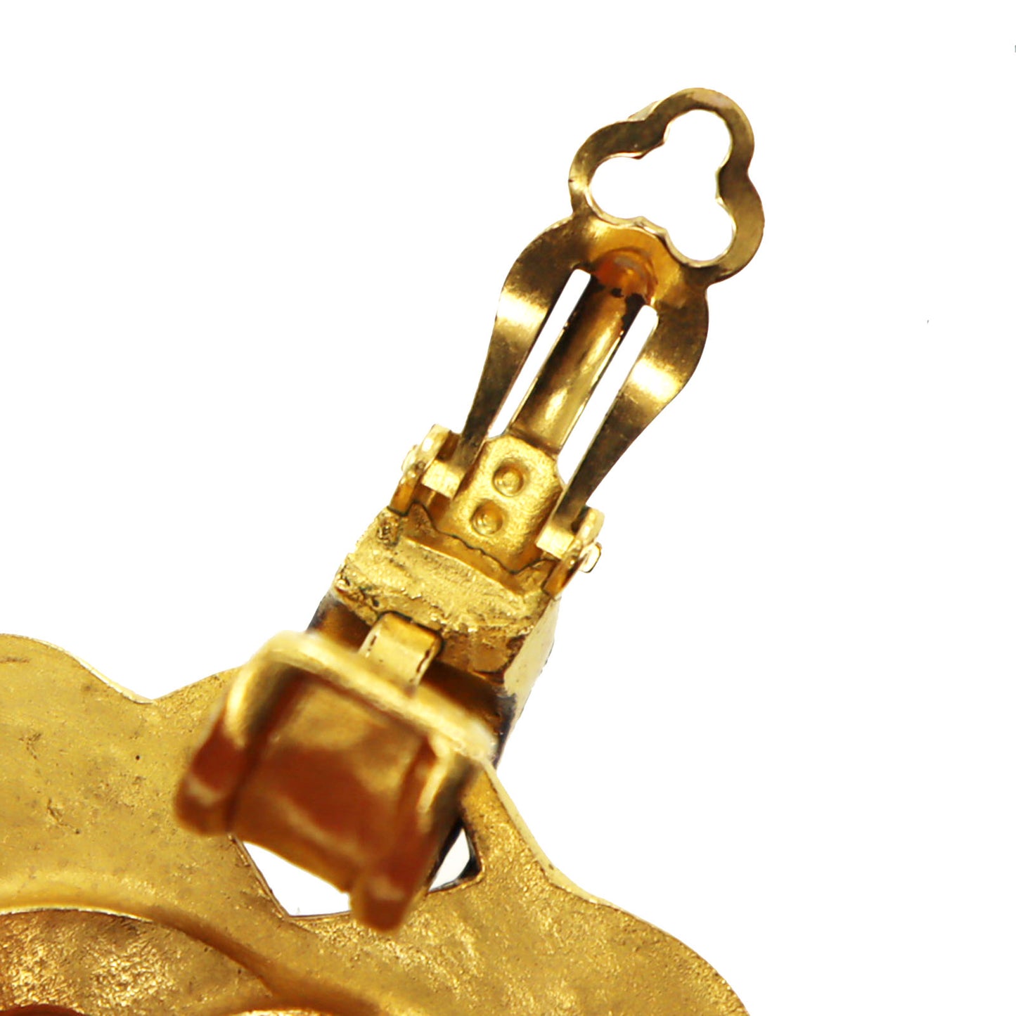 CHANEL CC Logos Heart Earrings 95P Gold Clip-On #AH146
