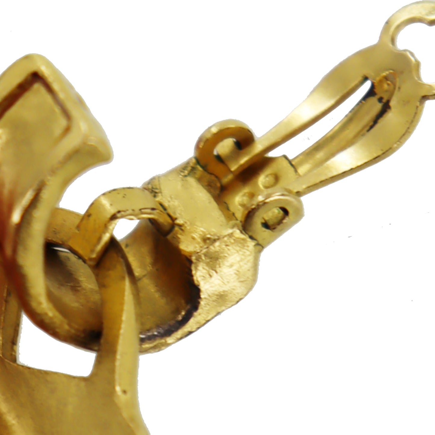 CHANEL CC Logos Heart Earrings 95P Gold Clip-On #AH146