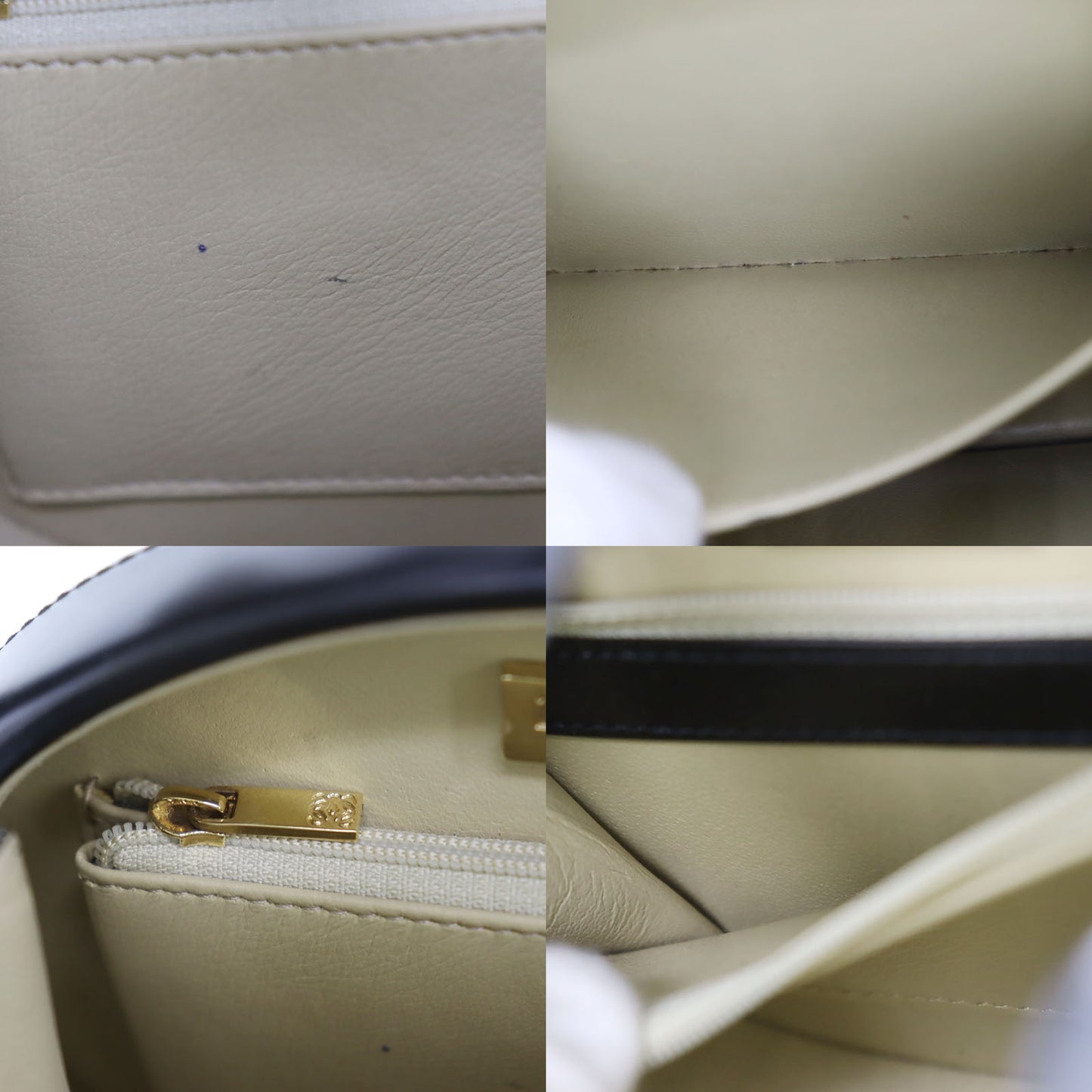 LOEWE Logos Round Handbag Black Leather #BU453