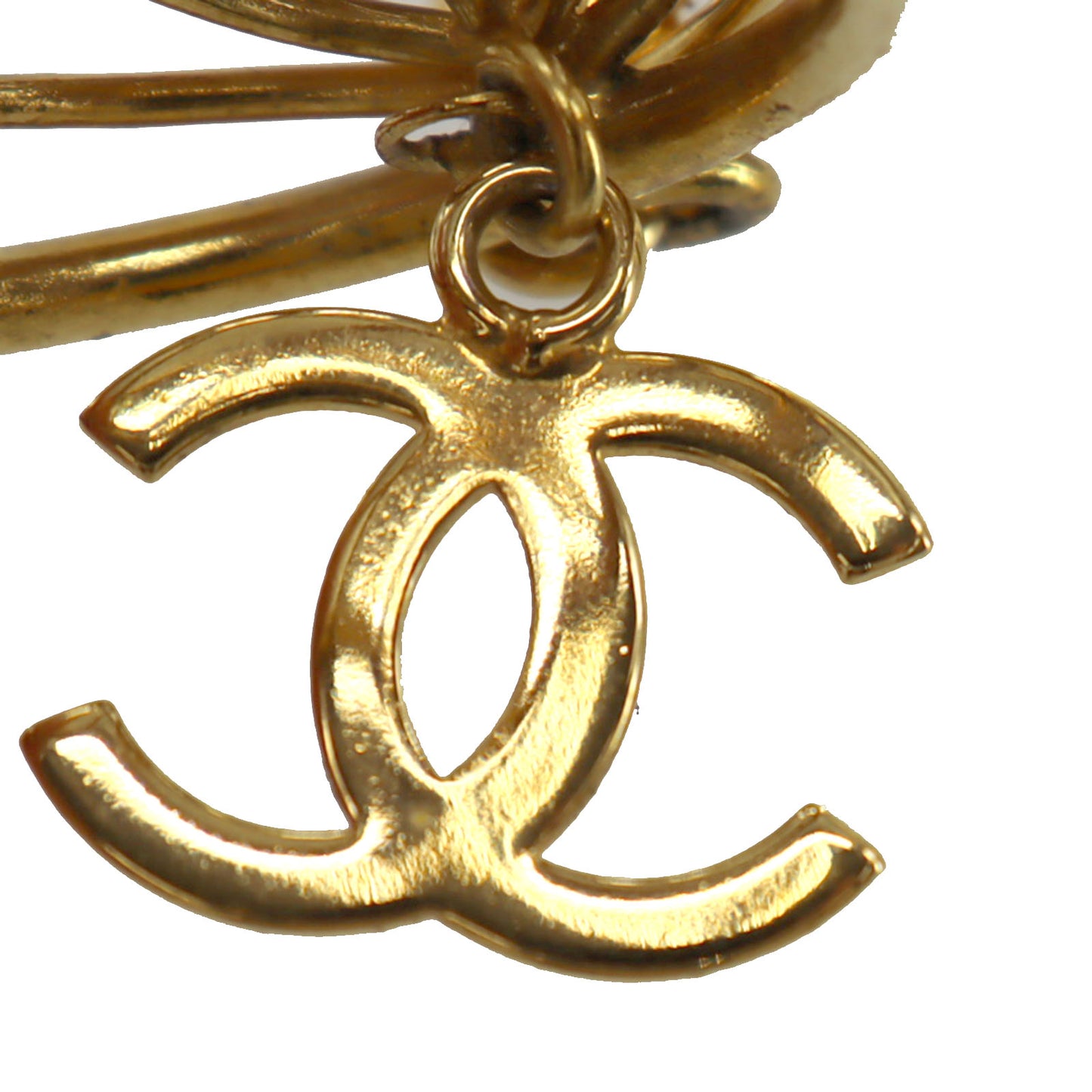 CHANEL CC Logo Earrings Gold Clip-On 93 A #BU537