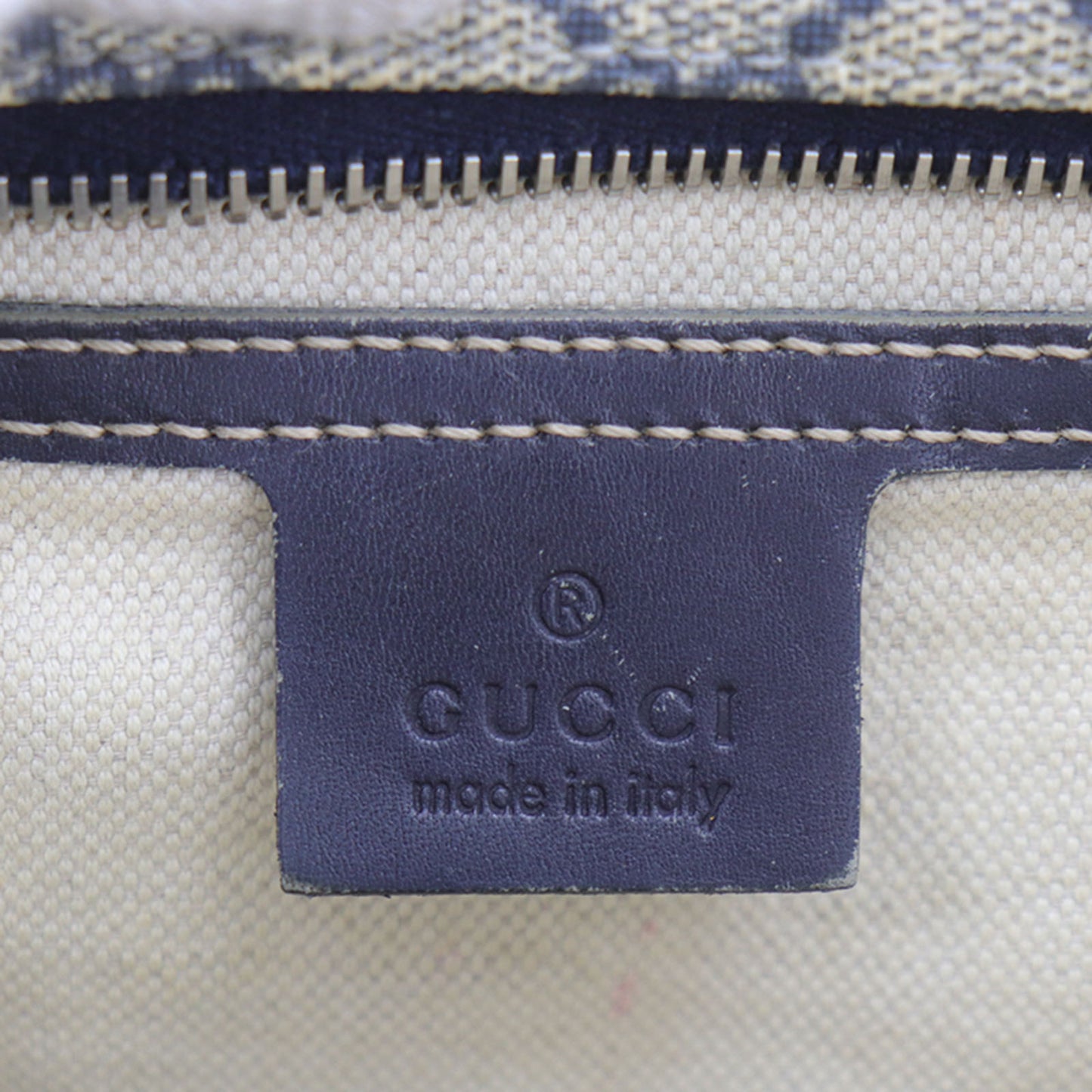 GUCCI GG Plus Tote Shoulder Bag Navy PVC #BJ342