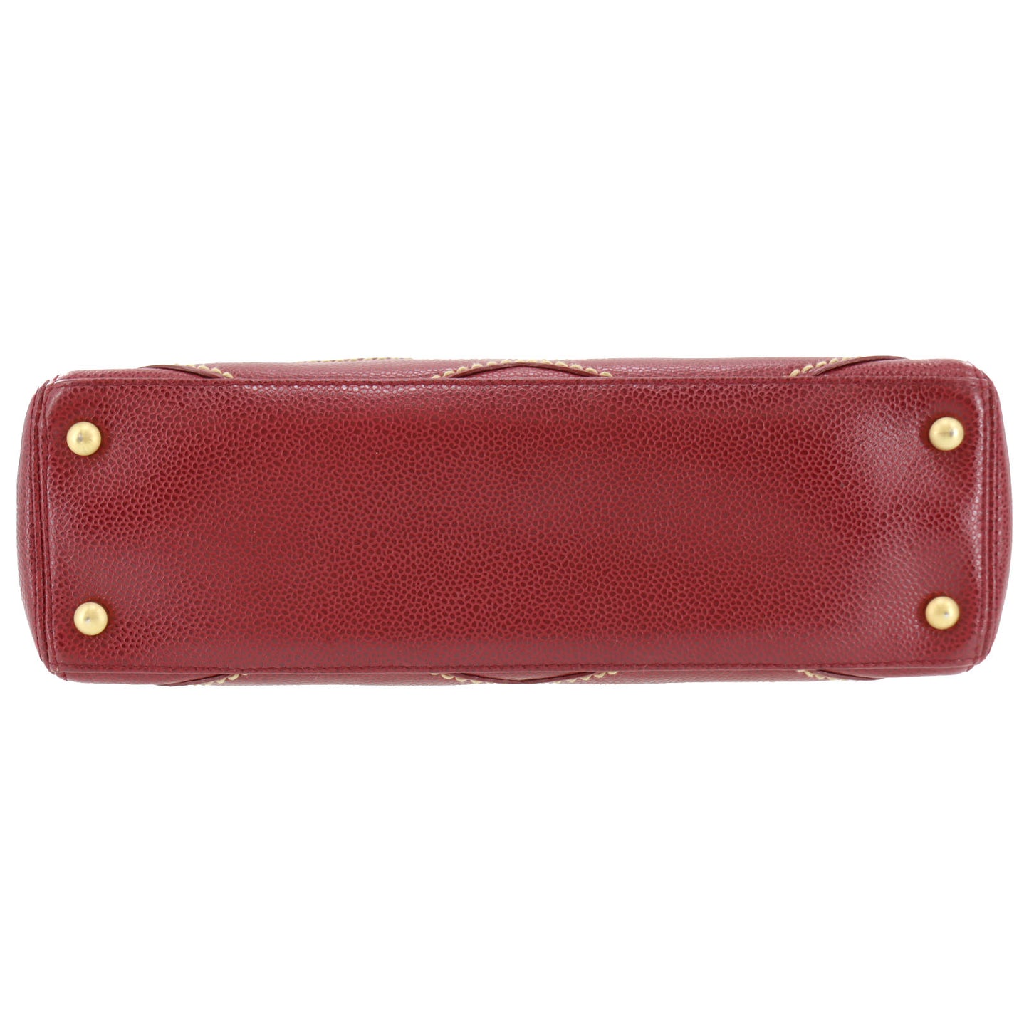CHANEL Logo HandBag Red Leather #AH579