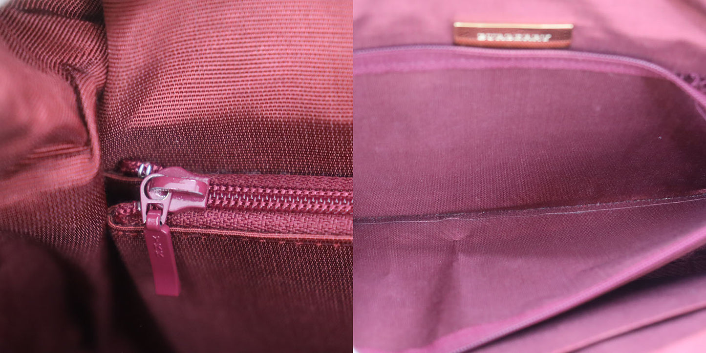 Burberry Nova Check Handbag Beige Bordeaux Canvas #ED518