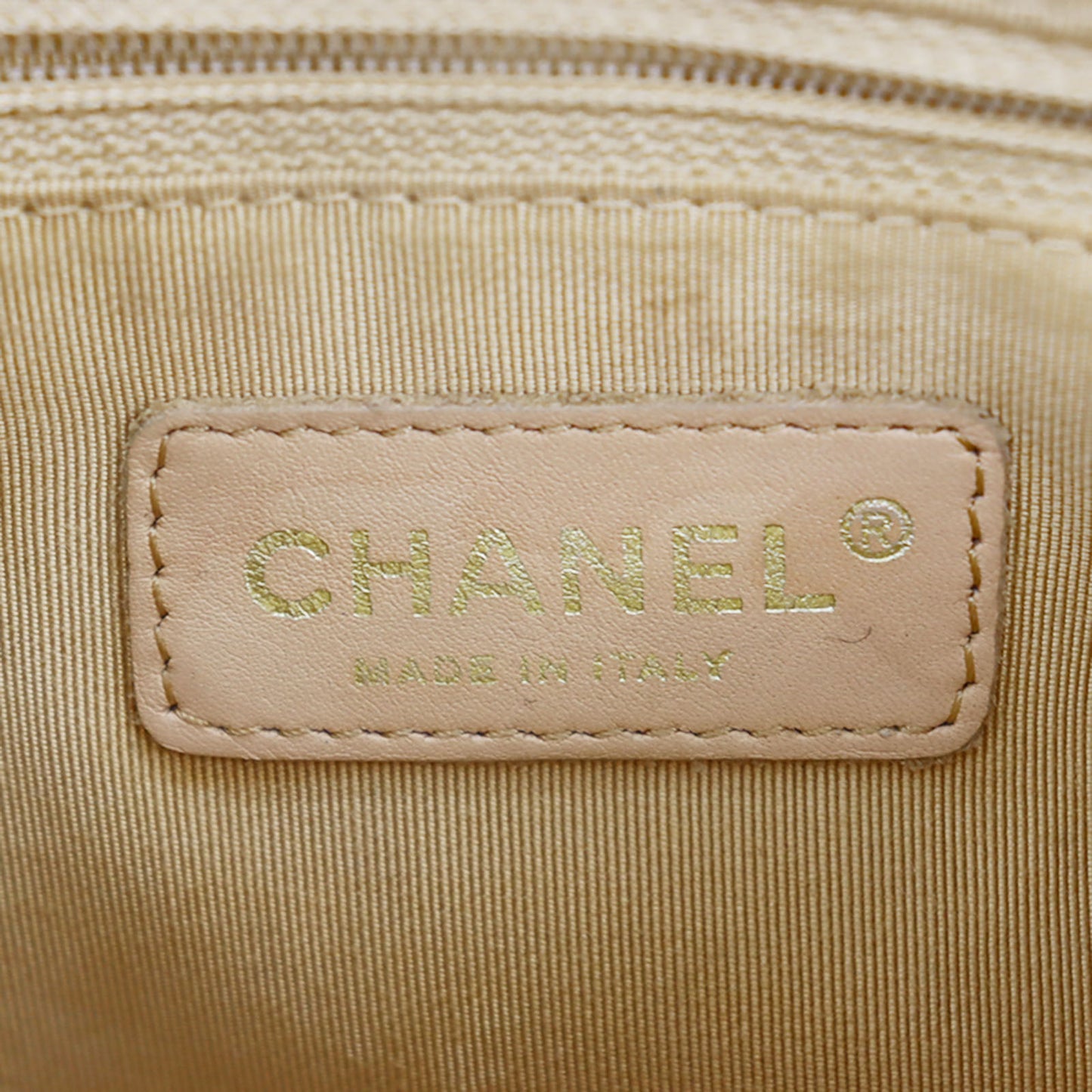 CHANEL CC Logo Shoulder Bag Beige Leather #CS561