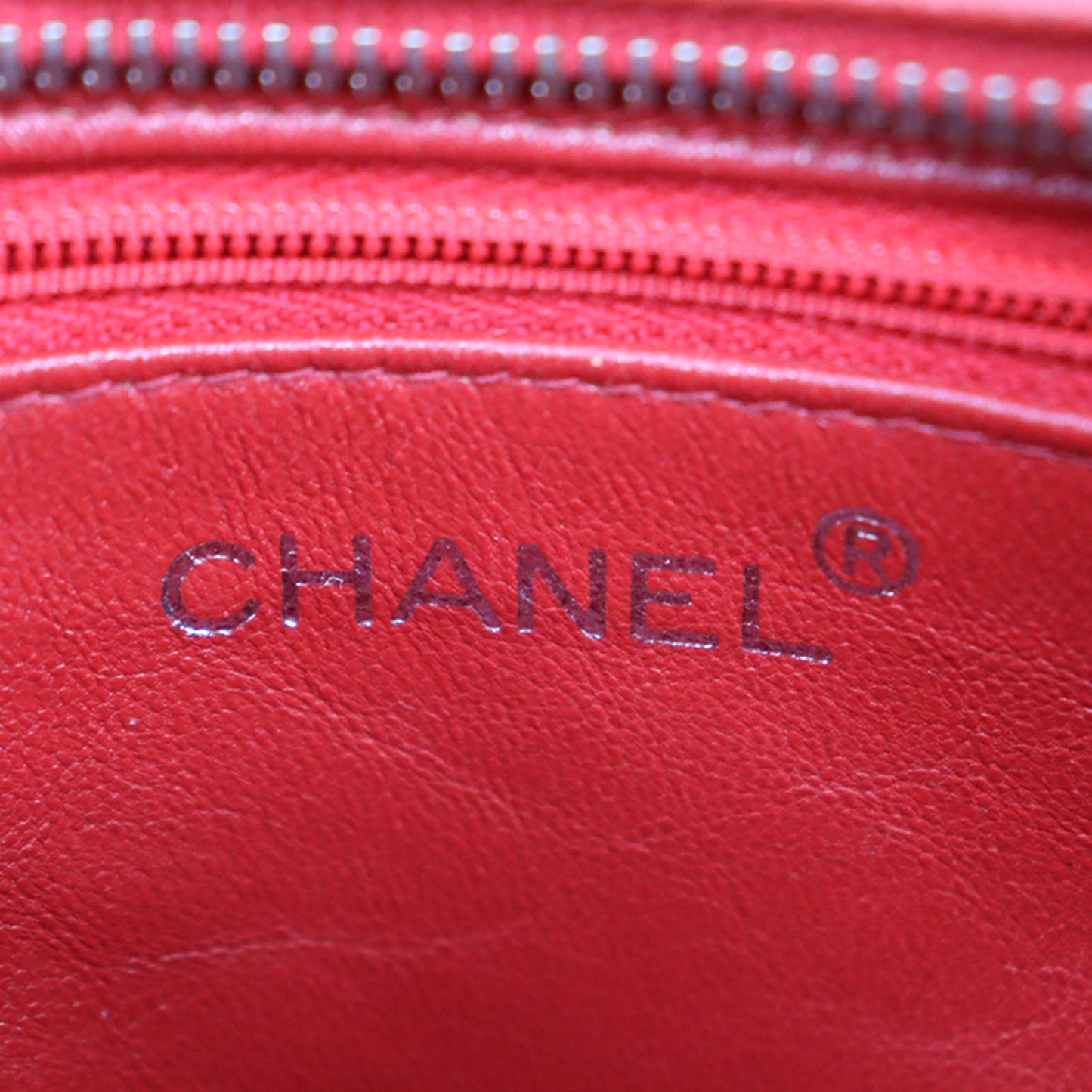CHANEL CC Handbag Red Caviar Skin Leather #CD84