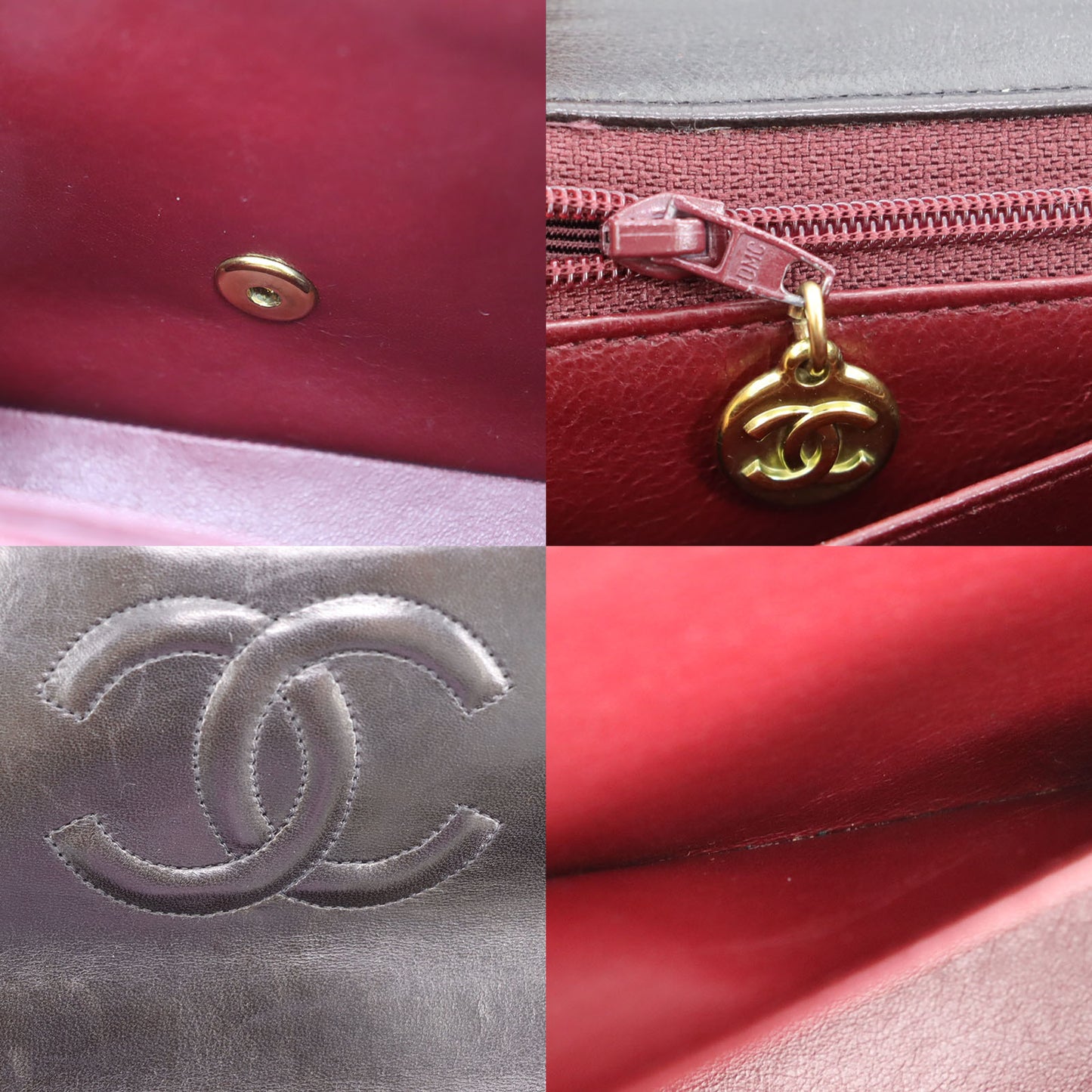 CHANEL HandBag Matelasse Pair Lambskin Leather Black #BU943