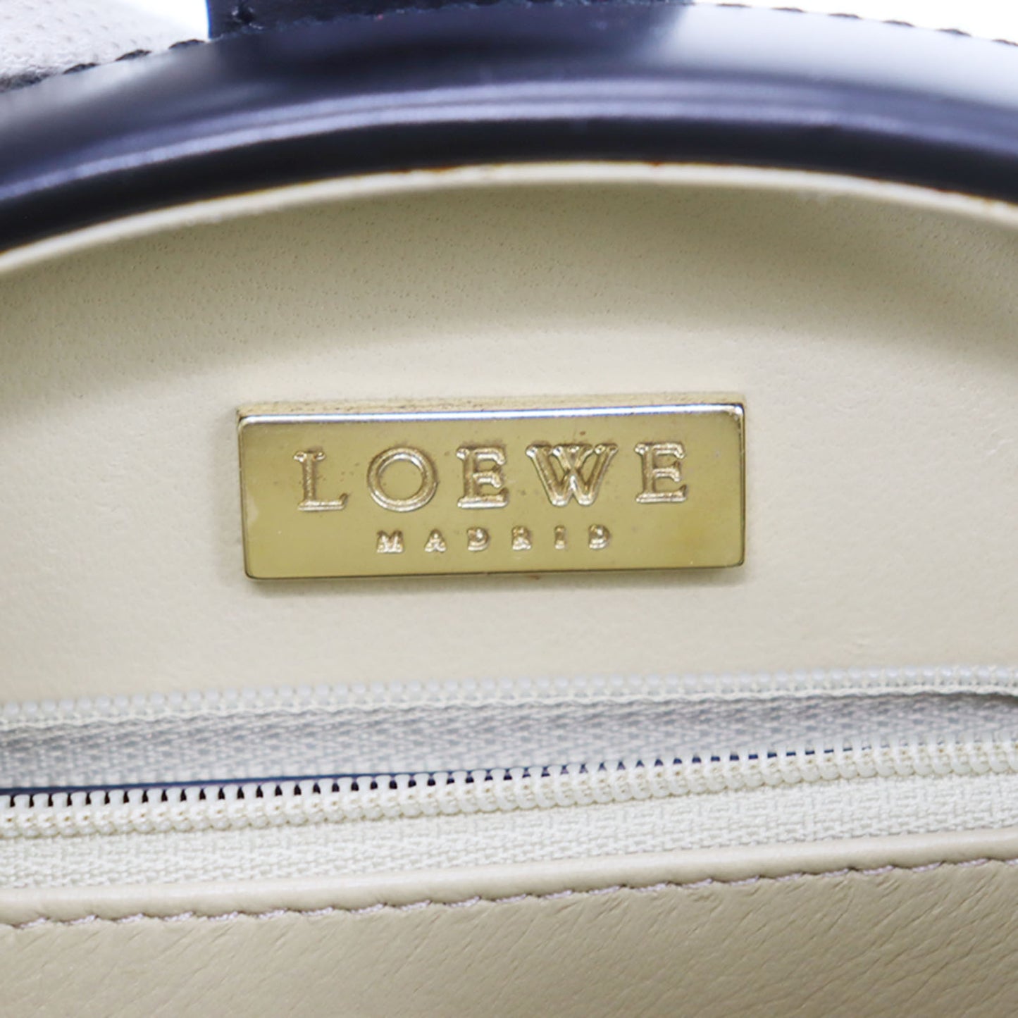LOEWE Logos Round Handbag Black Leather #BU453