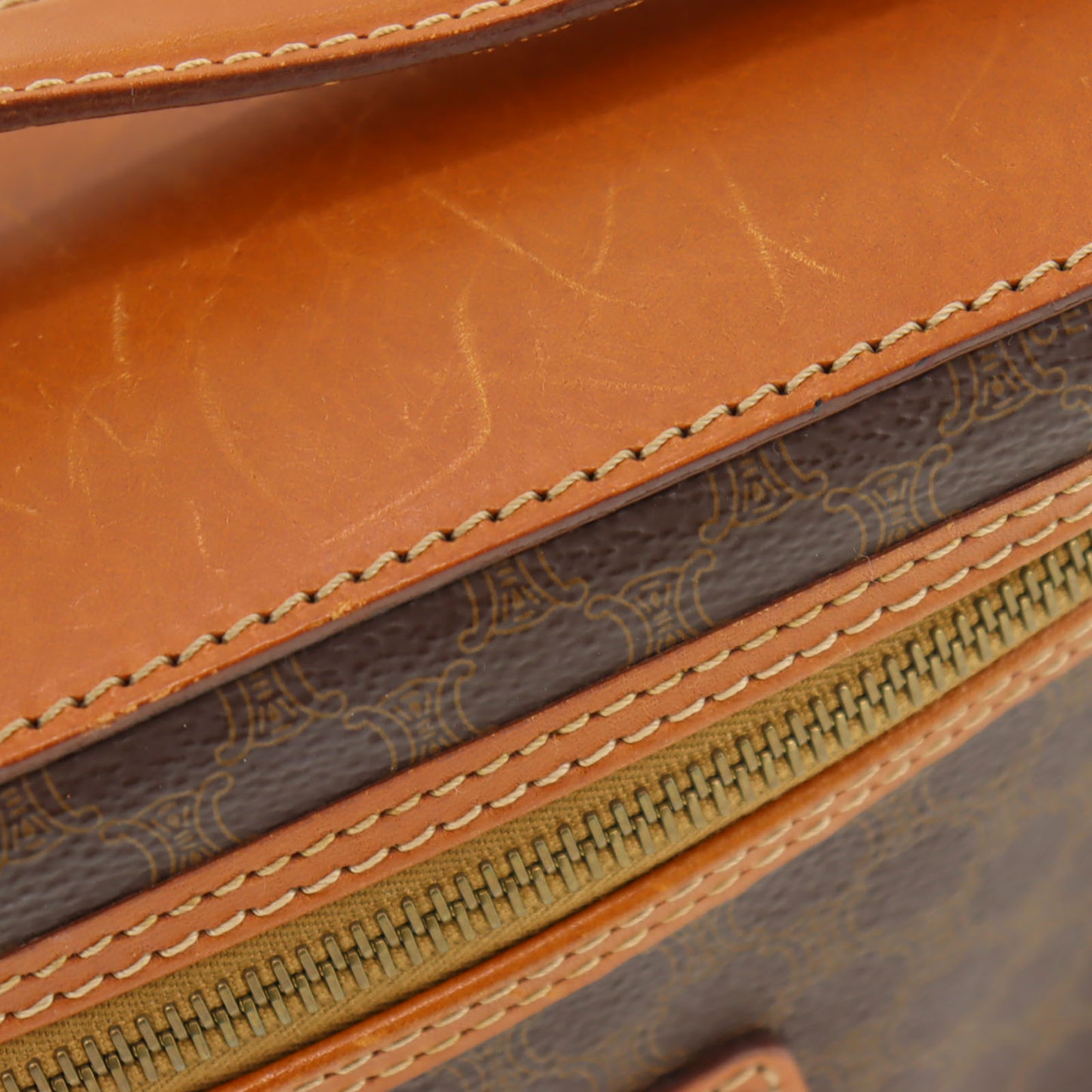 CELINE Macadam Pattern HandBag Brown PVC Leather #AH75