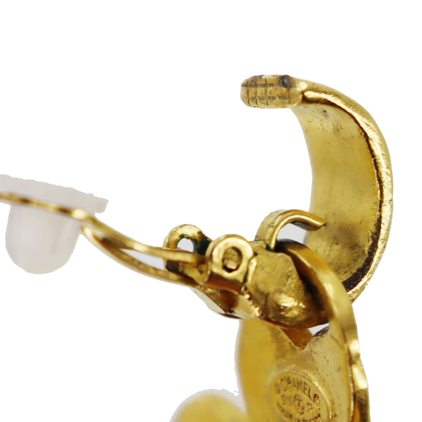CHANEL CC Logos Clover Earrings 95 P Gold Clip-On #AH572